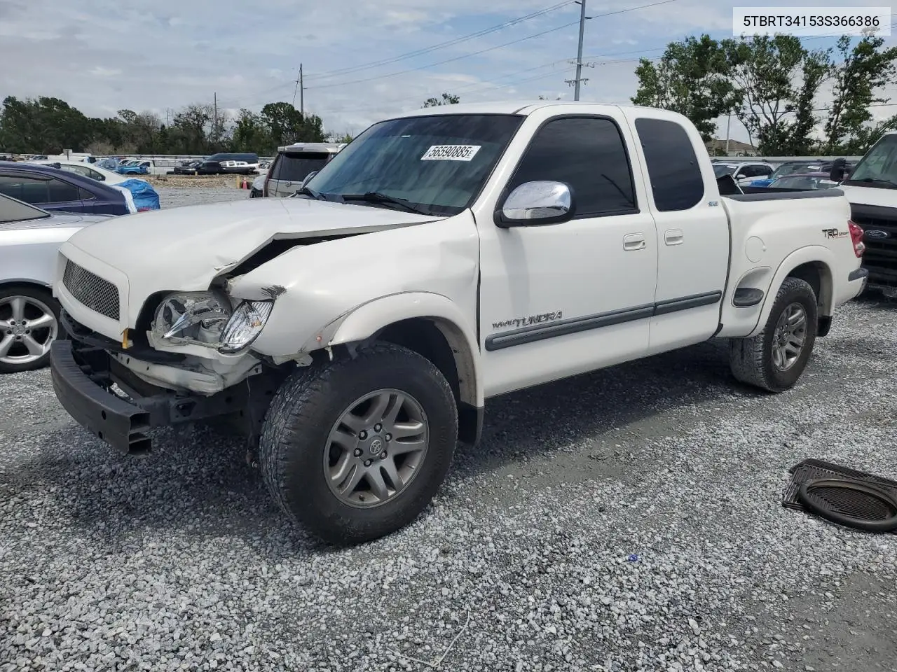 2003 Toyota Tundra Access Cab Sr5 VIN: 5TBRT34153S366386 Lot: 56590885