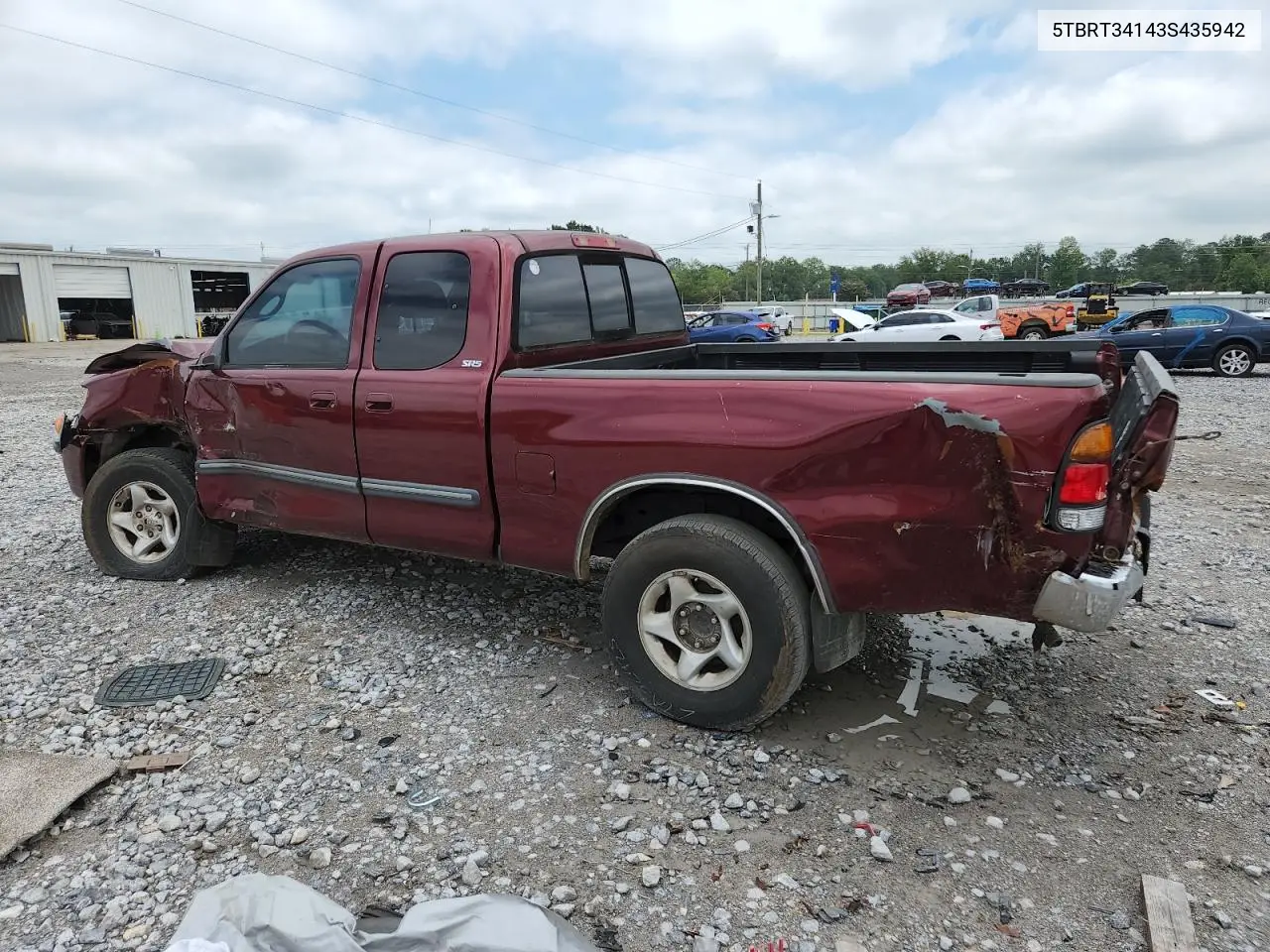 2003 Toyota Tundra Access Cab Sr5 VIN: 5TBRT34143S435942 Lot: 62676505