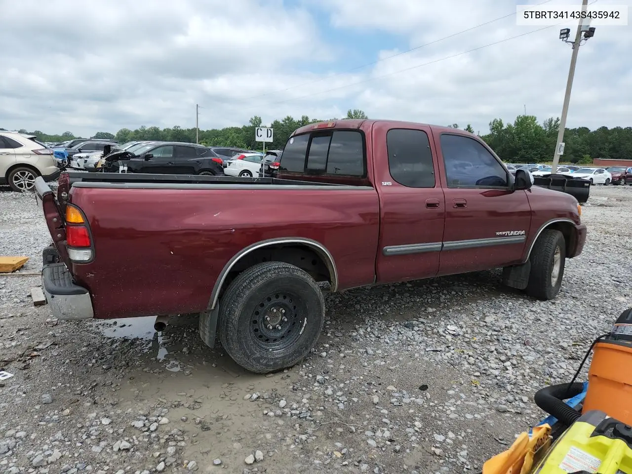 2003 Toyota Tundra Access Cab Sr5 VIN: 5TBRT34143S435942 Lot: 62676505