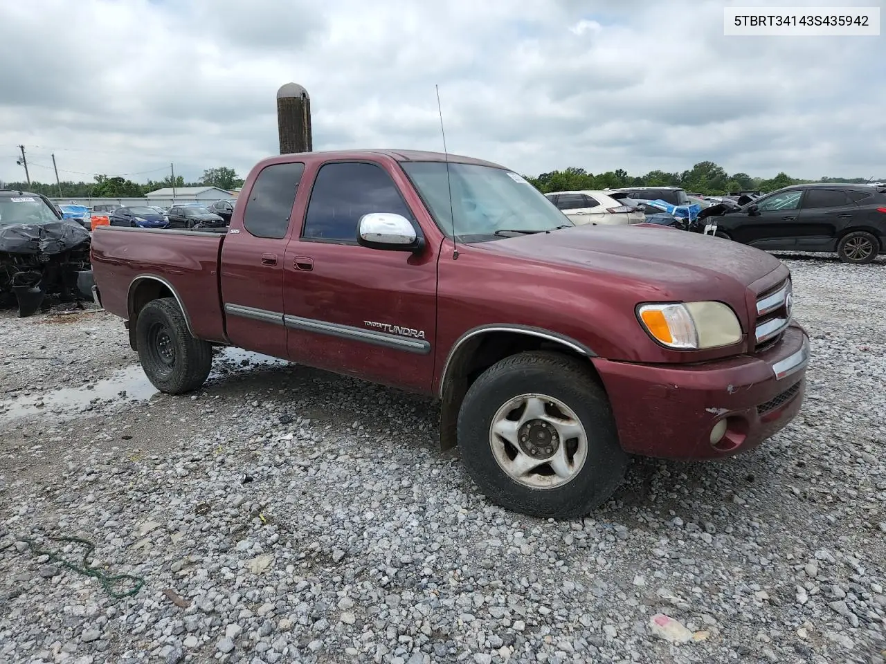 2003 Toyota Tundra Access Cab Sr5 VIN: 5TBRT34143S435942 Lot: 62676505
