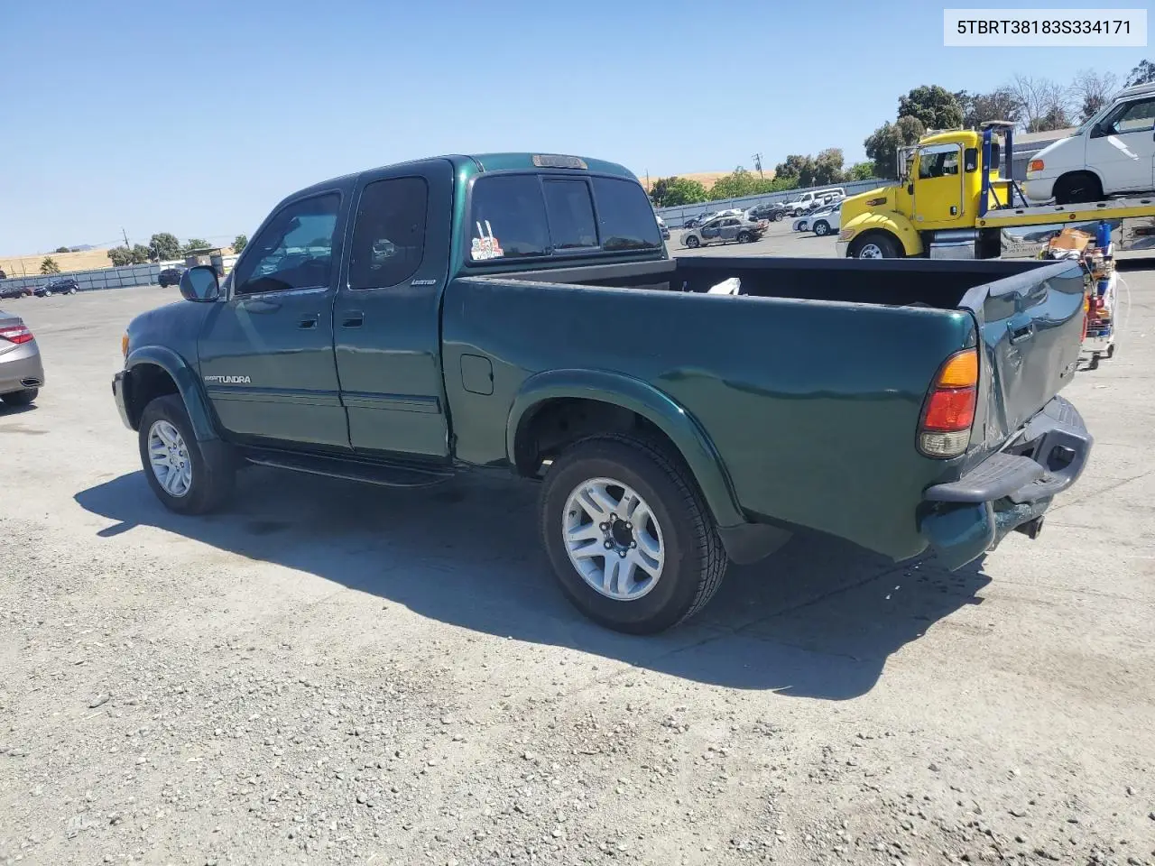 2003 Toyota Tundra Access Cab Limited VIN: 5TBRT38183S334171 Lot: 62878575