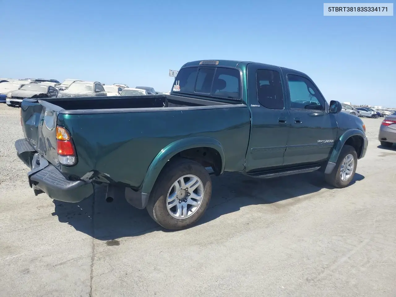 2003 Toyota Tundra Access Cab Limited VIN: 5TBRT38183S334171 Lot: 62878575