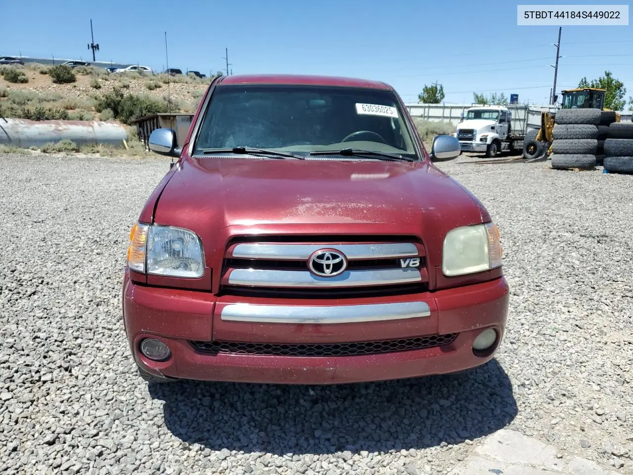 2004 Toyota Tundra Double Cab Sr5 VIN: 5TBDT44184S449022 Lot: 63036025
