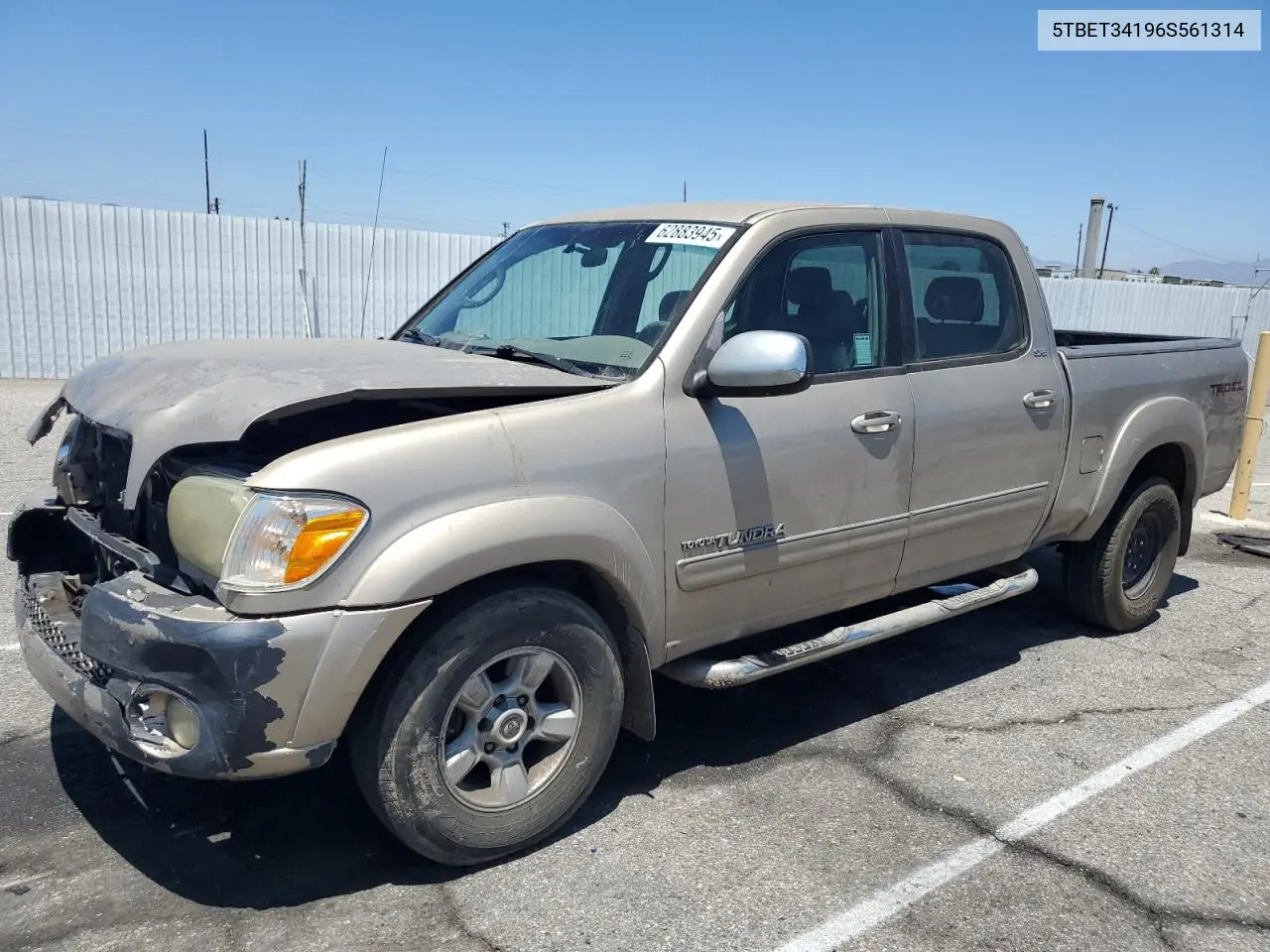 2006 Toyota Tundra Double Cab Sr5 VIN: 5TBET34196S561314 Lot: 62883945