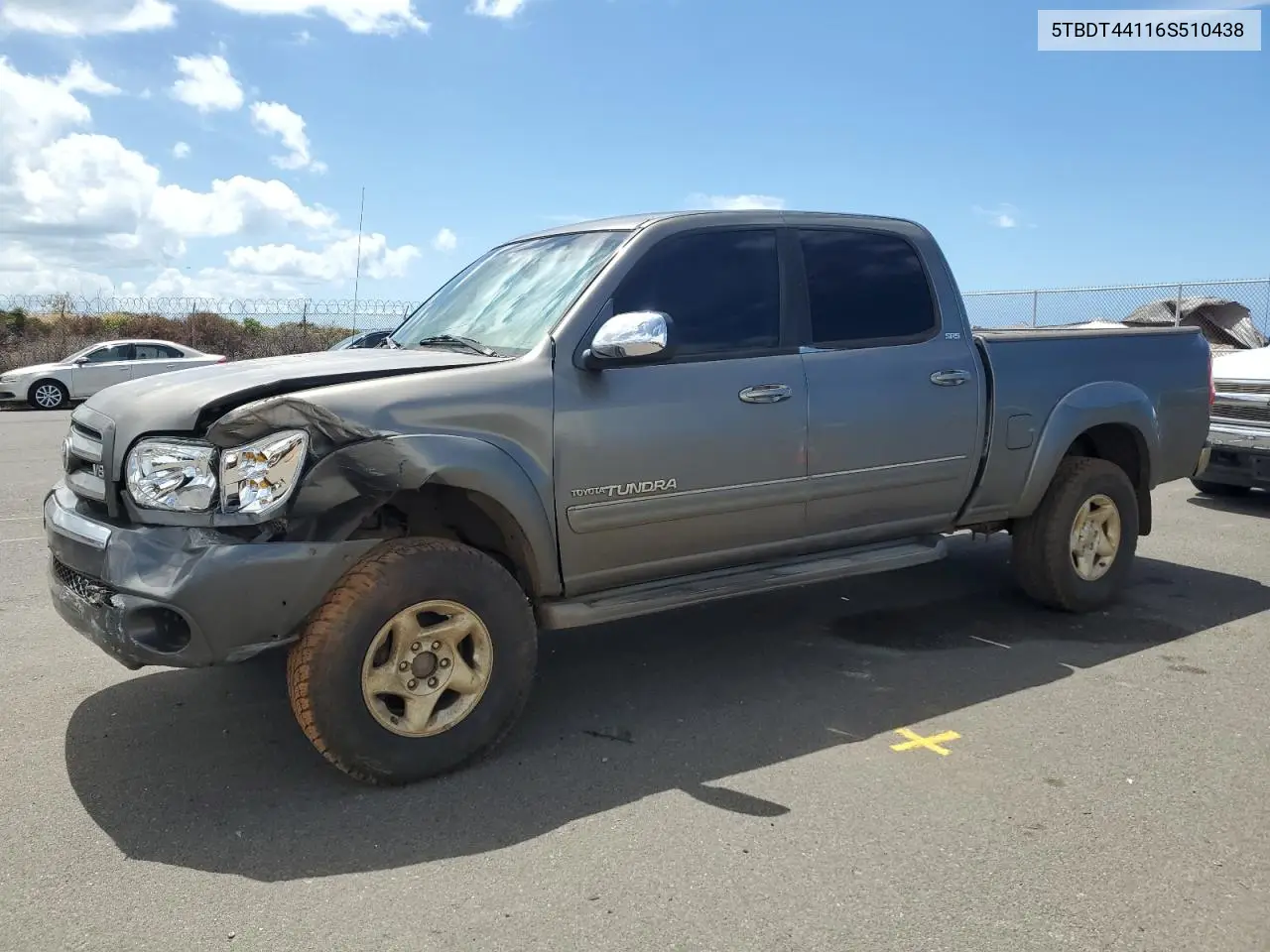2006 Toyota Tundra Double Cab Sr5 VIN: 5TBDT44116S510438 Lot: 63349715