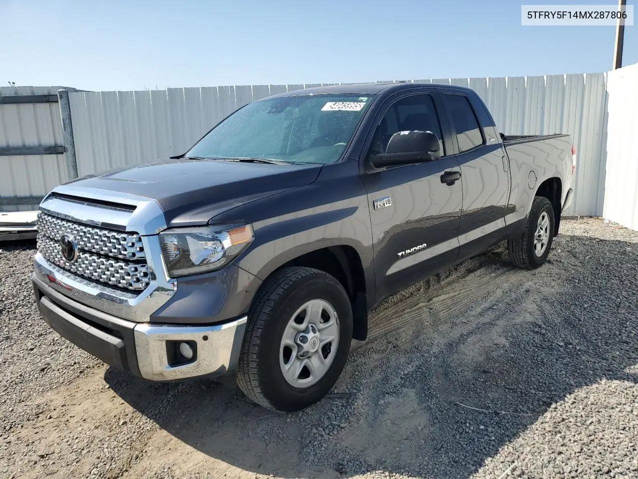 2021 Toyota Tundra Double Cab Sr VIN: 5TFRY5F14MX287806 Lot: 54045995