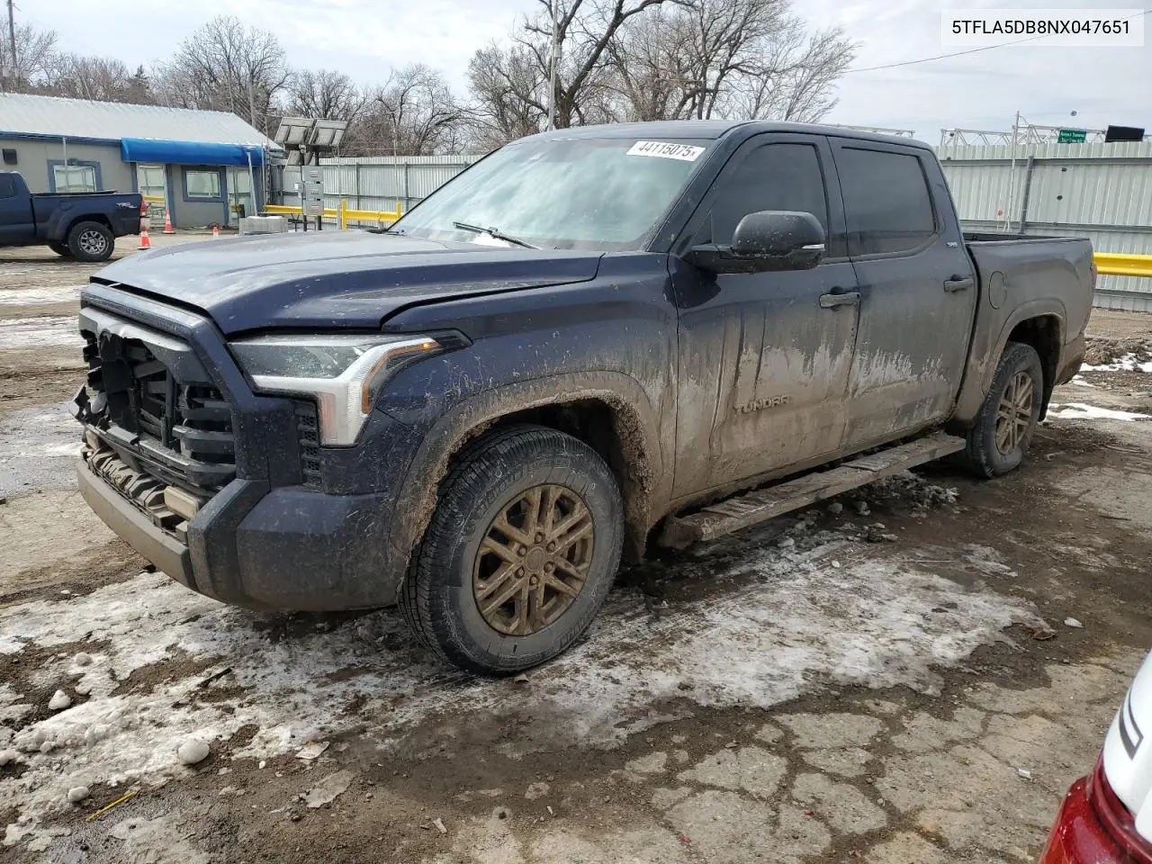 2022 Toyota Tundra Crewmax Sr VIN: 5TFLA5DB8NX047651 Lot: 44115075
