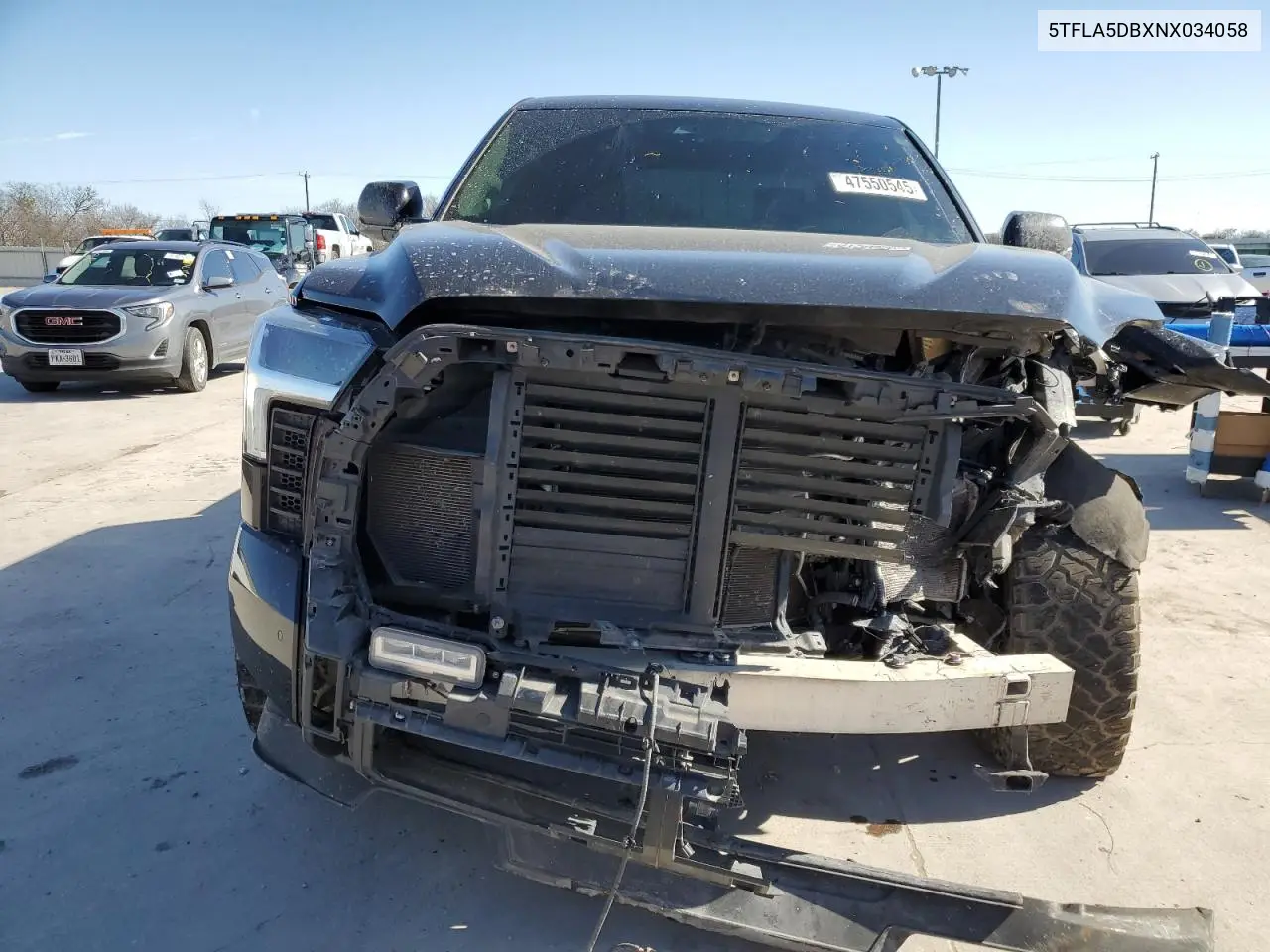 2022 Toyota Tundra Crewmax Sr VIN: 5TFLA5DBXNX034058 Lot: 47550545