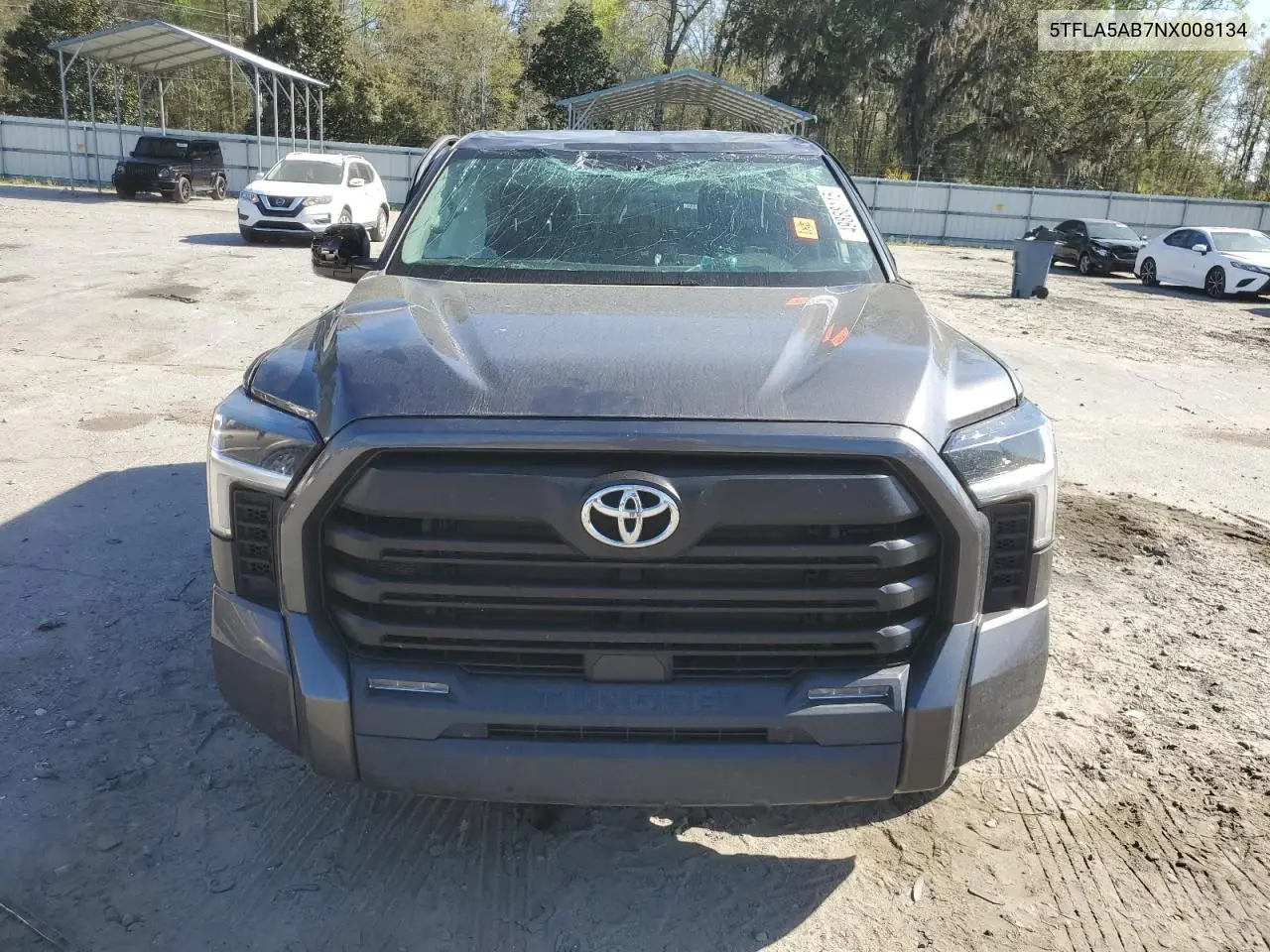 2022 Toyota Tundra Crewmax Sr VIN: 5TFLA5AB7NX008134 Lot: 49888115