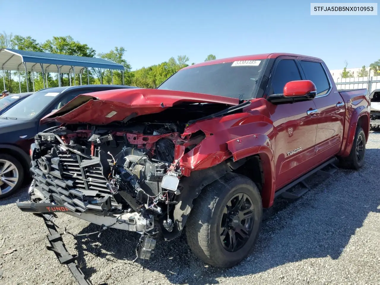 2022 Toyota Tundra Crewmax Limited VIN: 5TFJA5DB5NX010953 Lot: 53304485