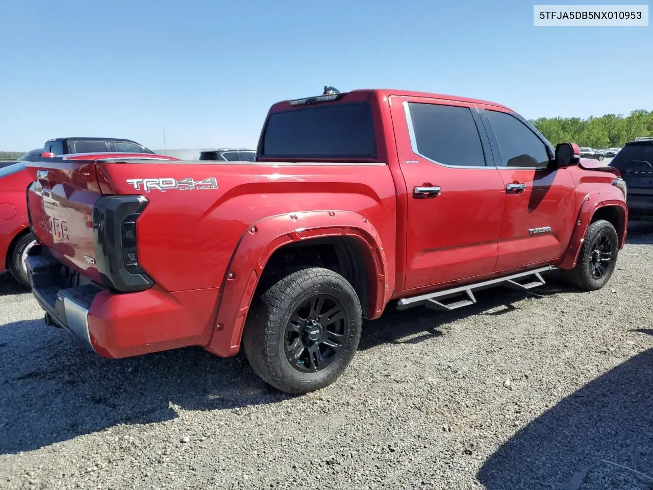 2022 Toyota Tundra Crewmax Limited VIN: 5TFJA5DB5NX010953 Lot: 53304485