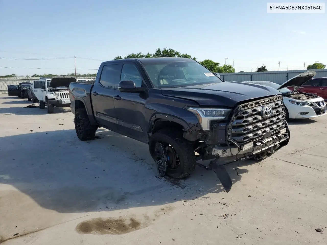 2022 Toyota Tundra Crewmax Platinum VIN: 5TFNA5DB7NX051540 Lot: 53376465