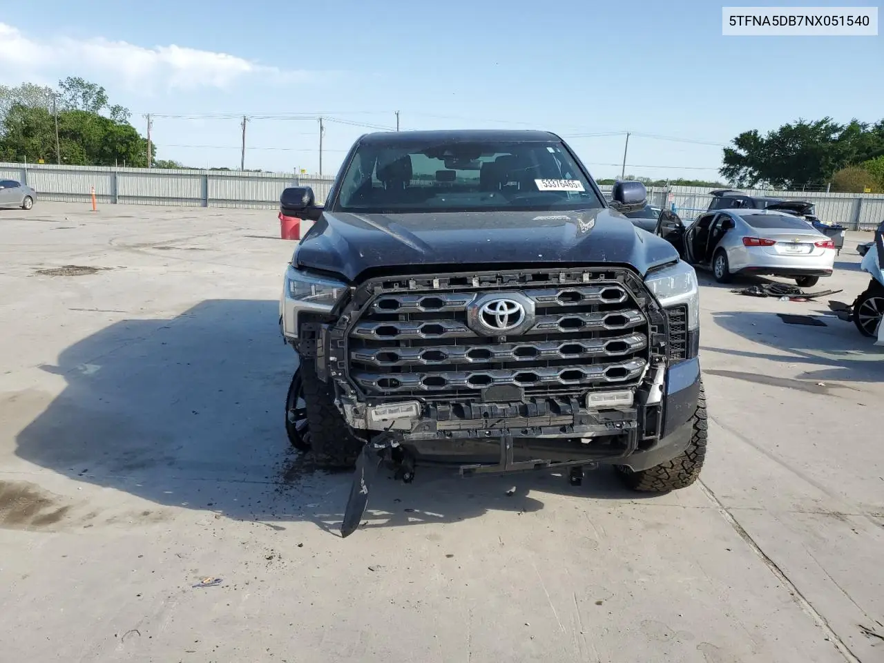 2022 Toyota Tundra Crewmax Platinum VIN: 5TFNA5DB7NX051540 Lot: 53376465