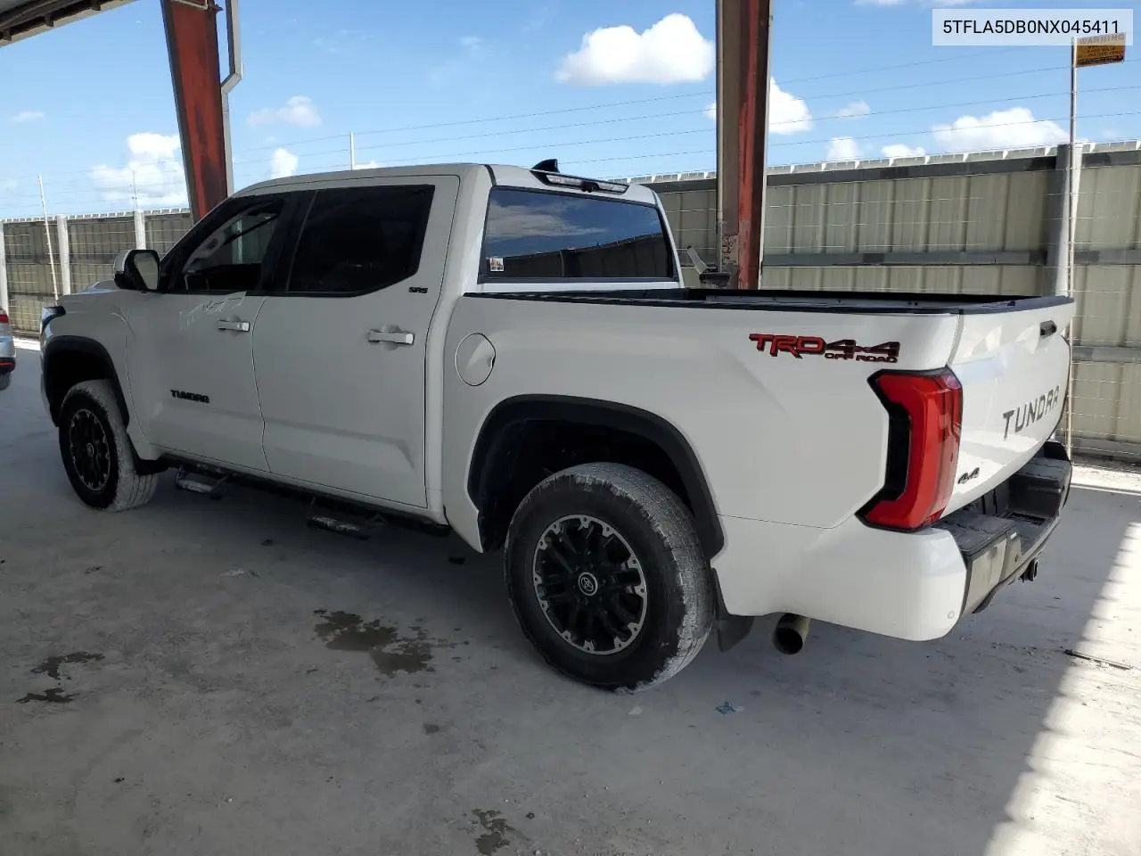 2022 Toyota Tundra Crewmax Sr VIN: 5TFLA5DB0NX045411 Lot: 55396285