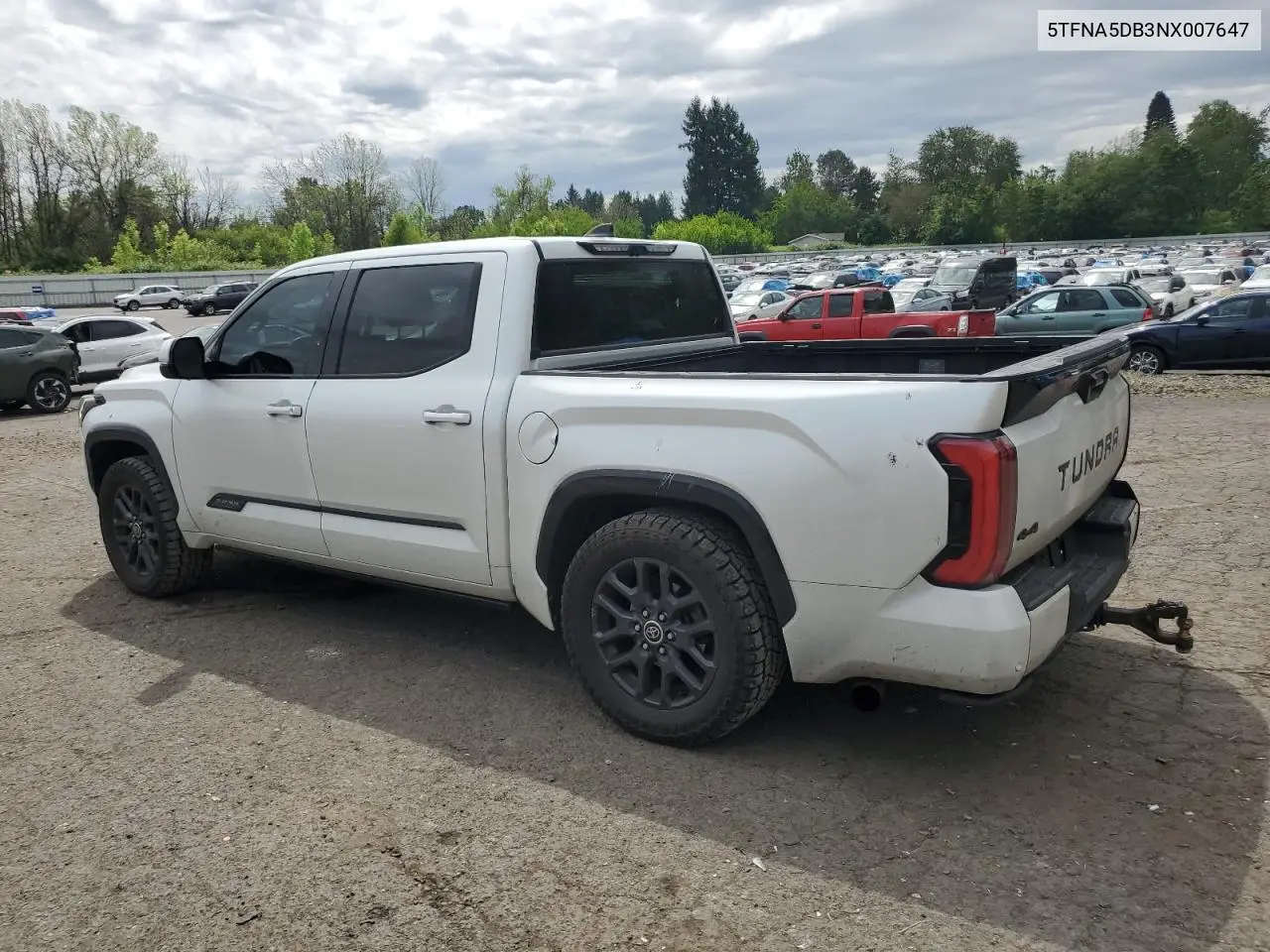 2022 Toyota Tundra Crewmax Platinum VIN: 5TFNA5DB3NX007647 Lot: 56211625