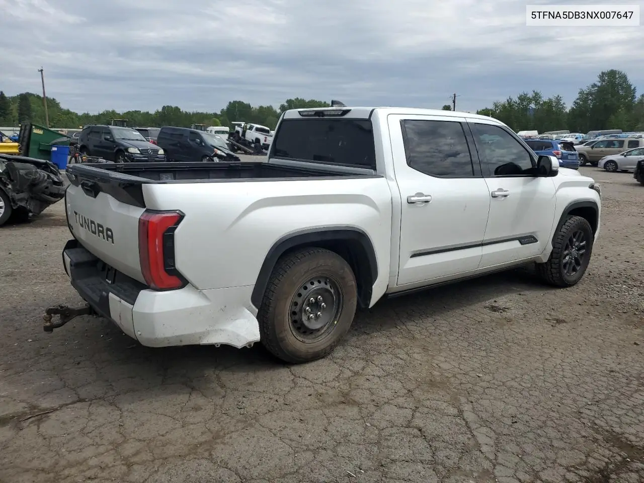 2022 Toyota Tundra Crewmax Platinum VIN: 5TFNA5DB3NX007647 Lot: 56211625