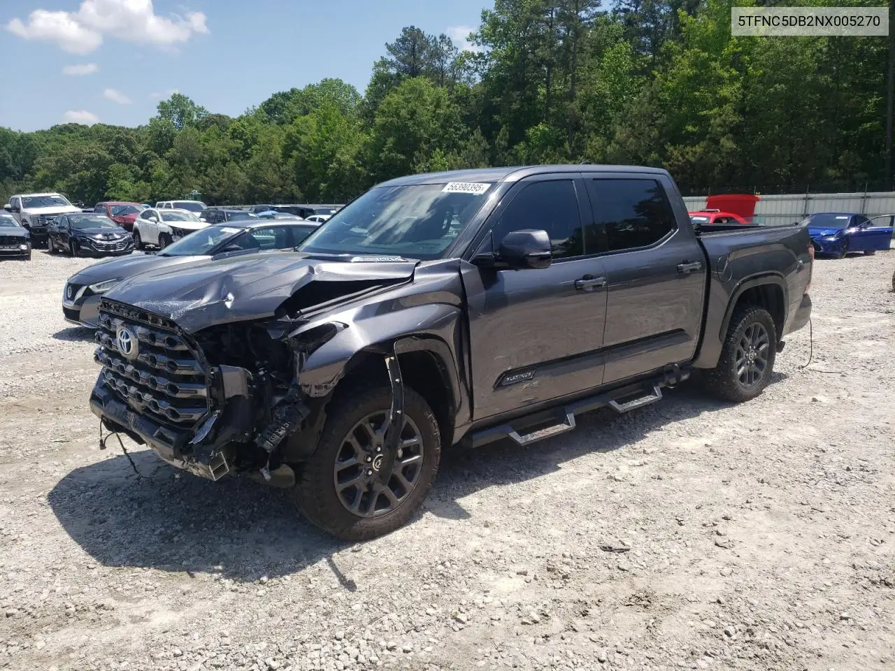 2022 Toyota Tundra Crewmax Platinum VIN: 5TFNC5DB2NX005270 Lot: 56390395