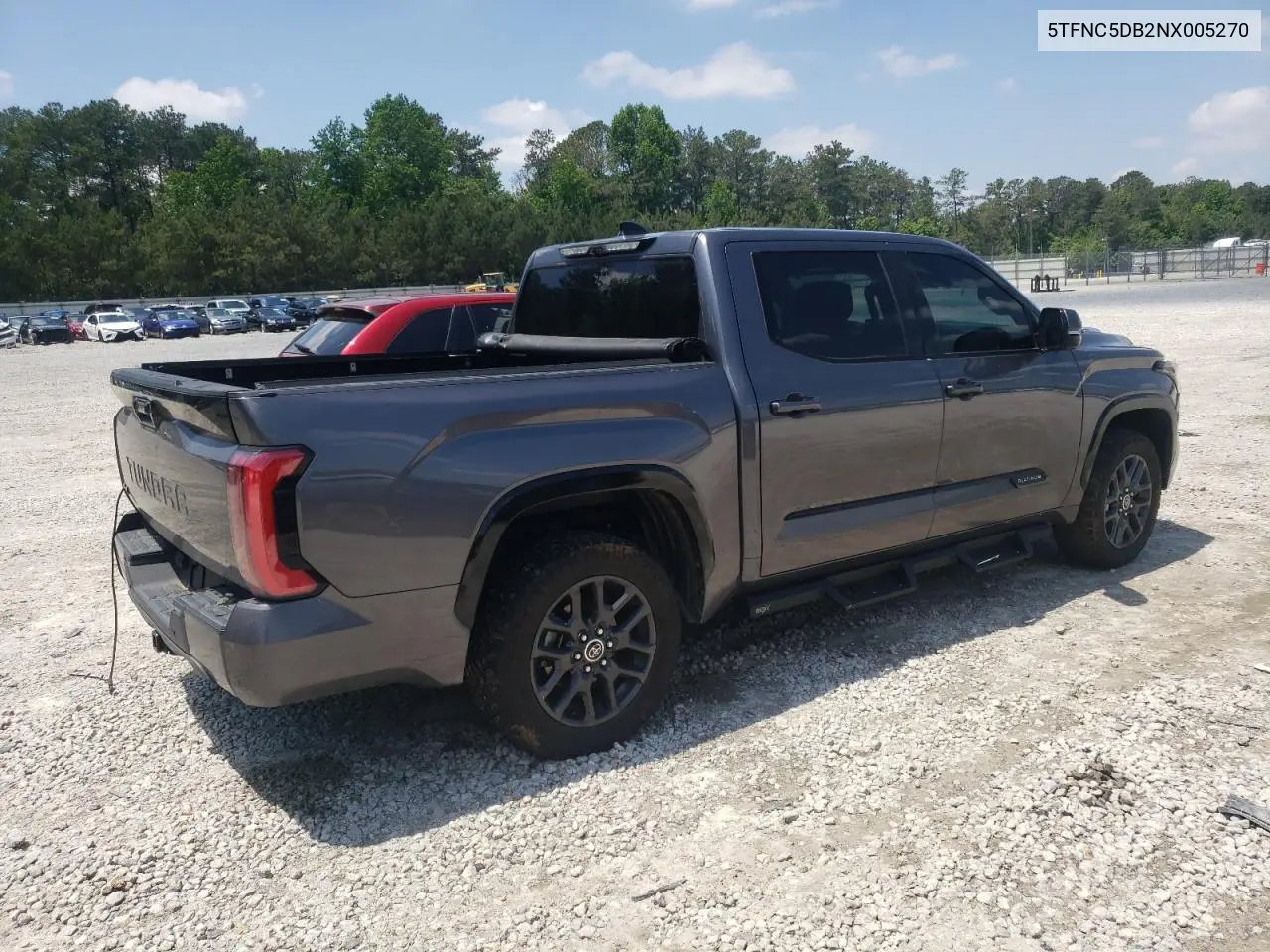 2022 Toyota Tundra Crewmax Platinum VIN: 5TFNC5DB2NX005270 Lot: 56390395