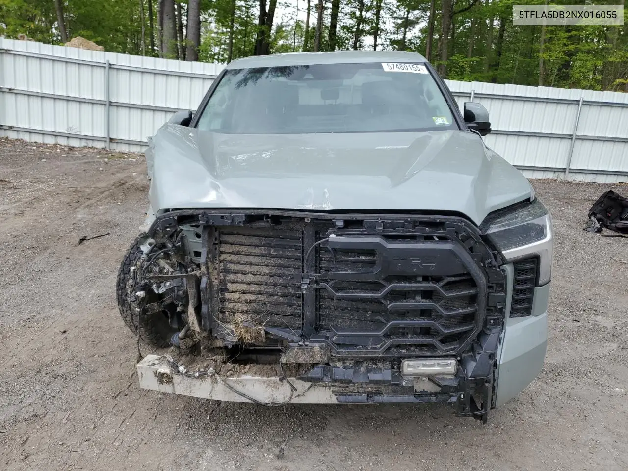 2022 Toyota Tundra Crewmax Sr VIN: 5TFLA5DB2NX016055 Lot: 57480155