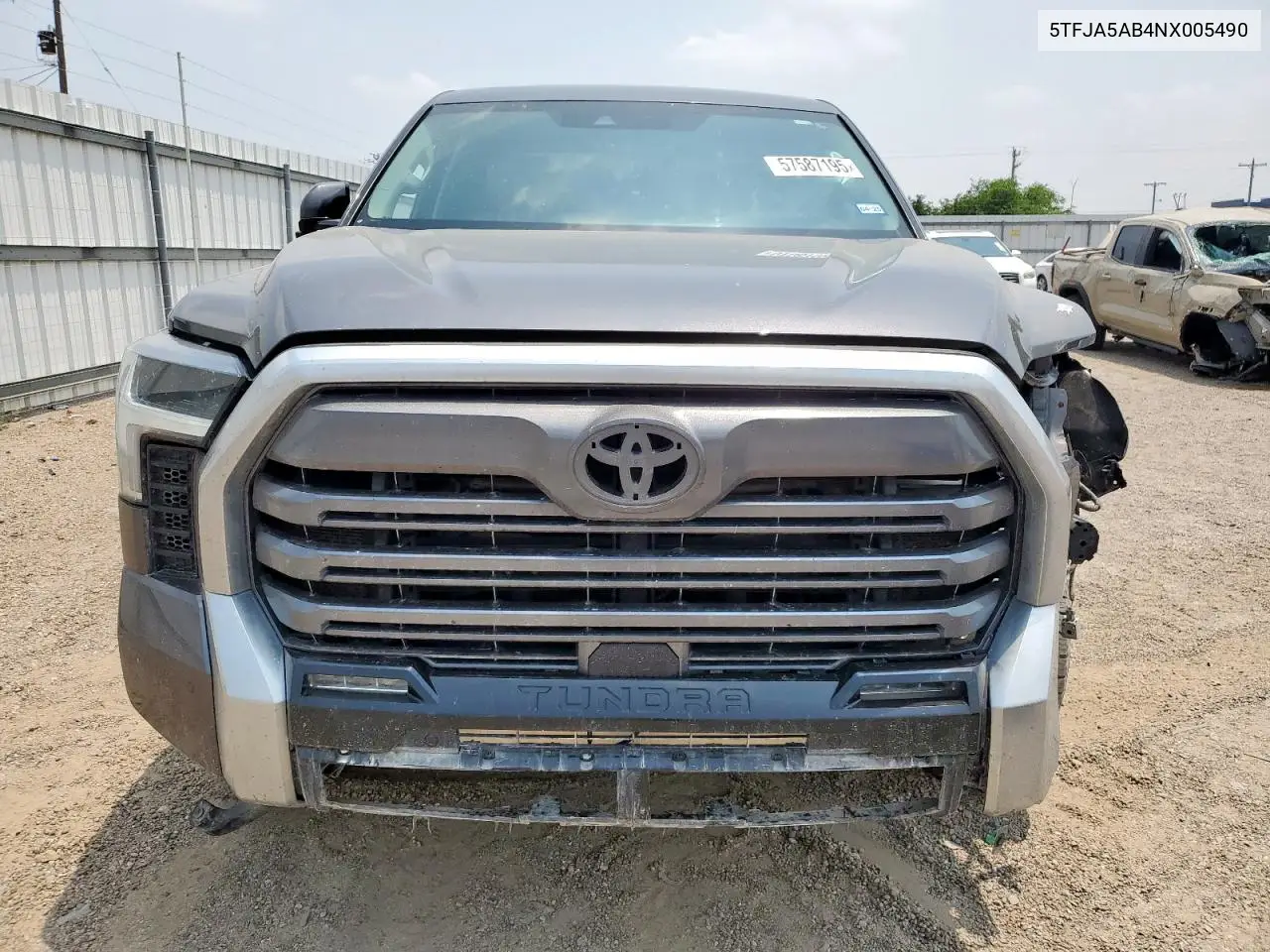 2022 Toyota Tundra Crewmax Limited VIN: 5TFJA5AB4NX005490 Lot: 57587195