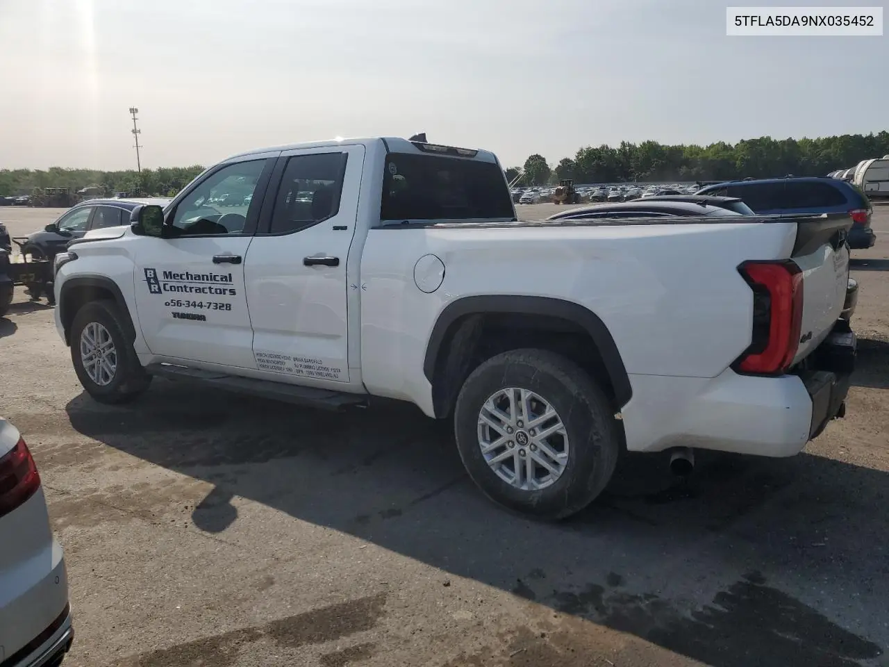 2022 Toyota Tundra Double Cab Sr VIN: 5TFLA5DA9NX035452 Lot: 58351745