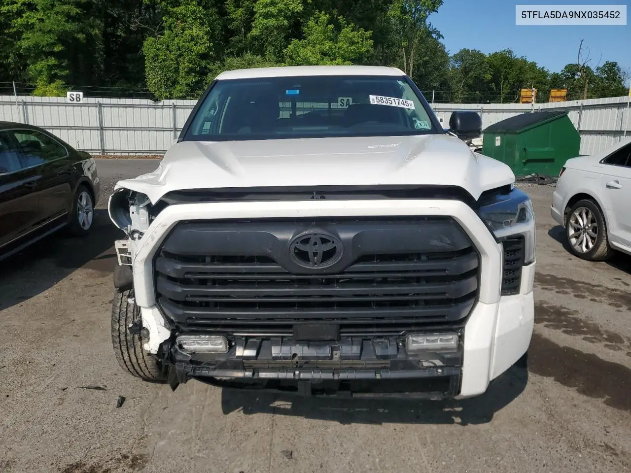 2022 Toyota Tundra Double Cab Sr VIN: 5TFLA5DA9NX035452 Lot: 58351745