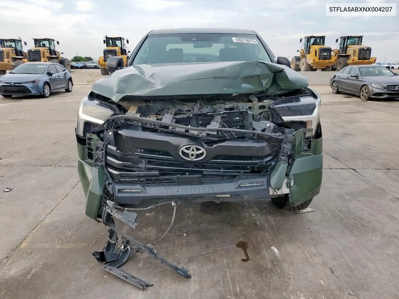2022 Toyota Tundra Crewmax Sr VIN: 5TFLA5ABXNX004207 Lot: 59375675