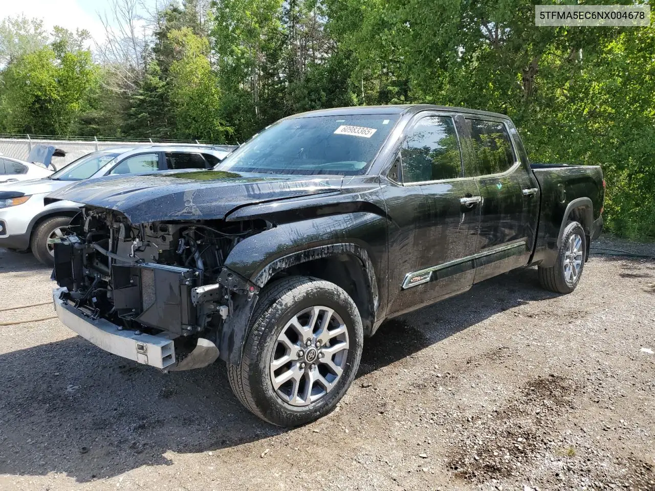 2022 Toyota Tundra Crewmax Platinum VIN: 5TFMA5EC6NX004678 Lot: 60983365