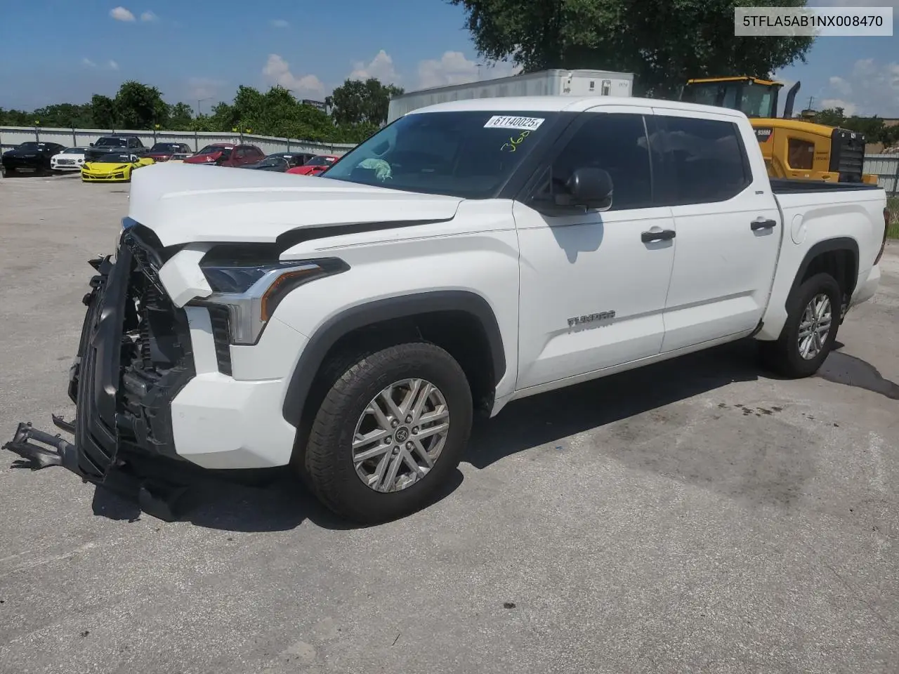 2022 Toyota Tundra Crewmax Sr VIN: 5TFLA5AB1NX008470 Lot: 61140025