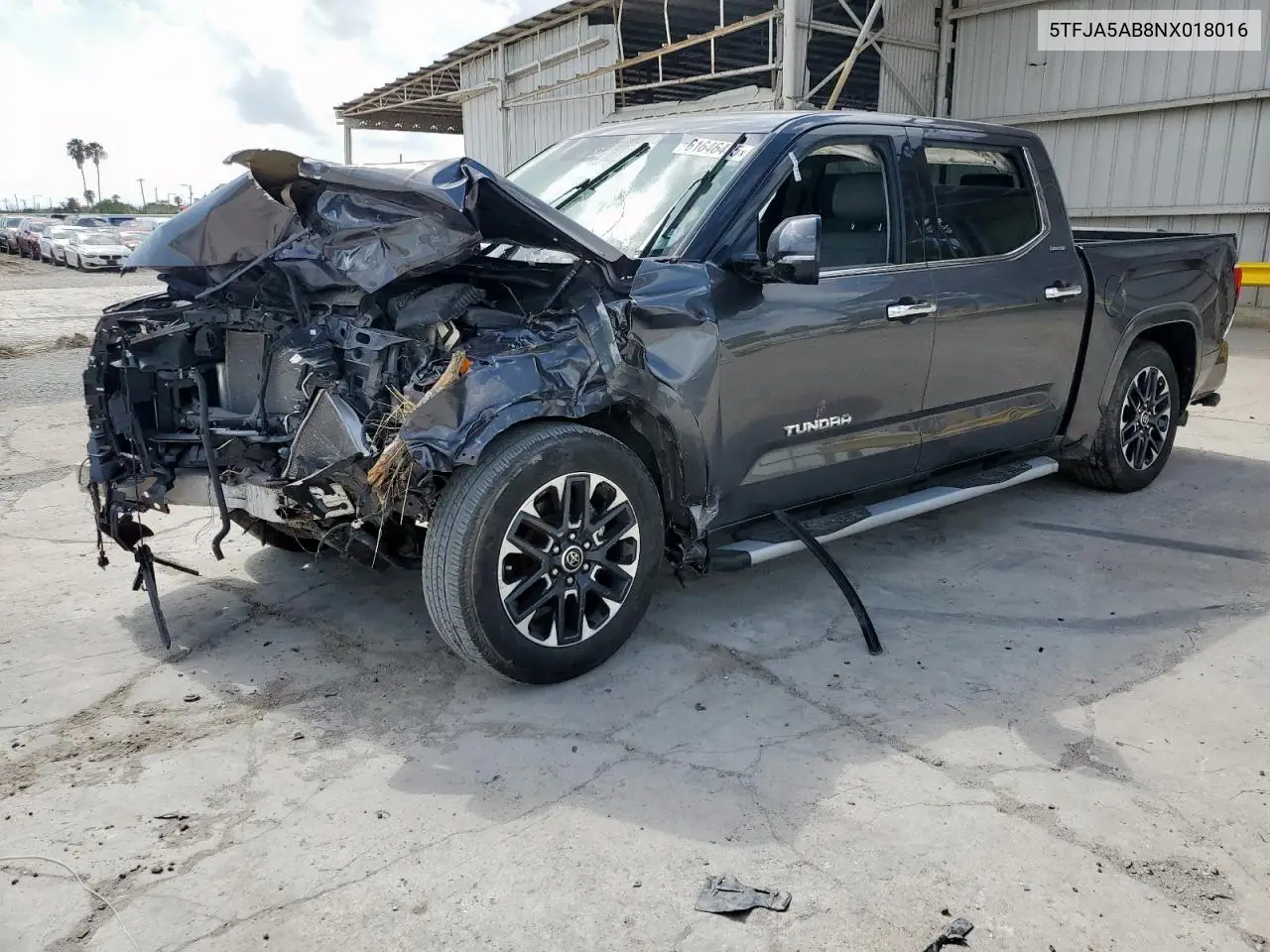 2022 Toyota Tundra Crewmax Limited VIN: 5TFJA5AB8NX018016 Lot: 61646435
