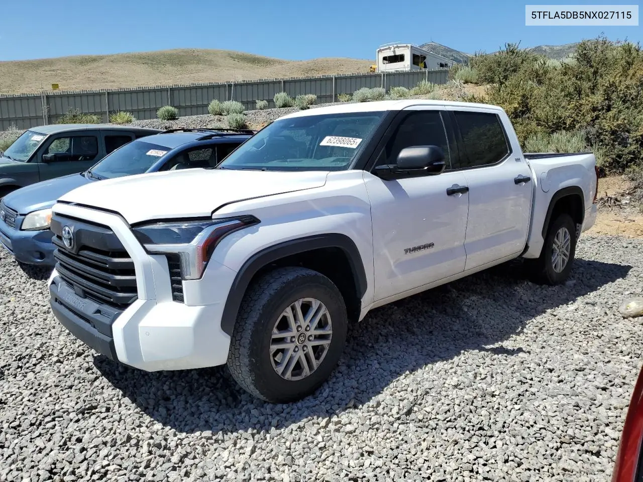 2022 Toyota Tundra Crewmax Sr VIN: 5TFLA5DB5NX027115 Lot: 62398065