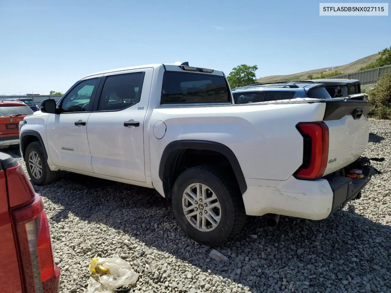 2022 Toyota Tundra Crewmax Sr VIN: 5TFLA5DB5NX027115 Lot: 62398065