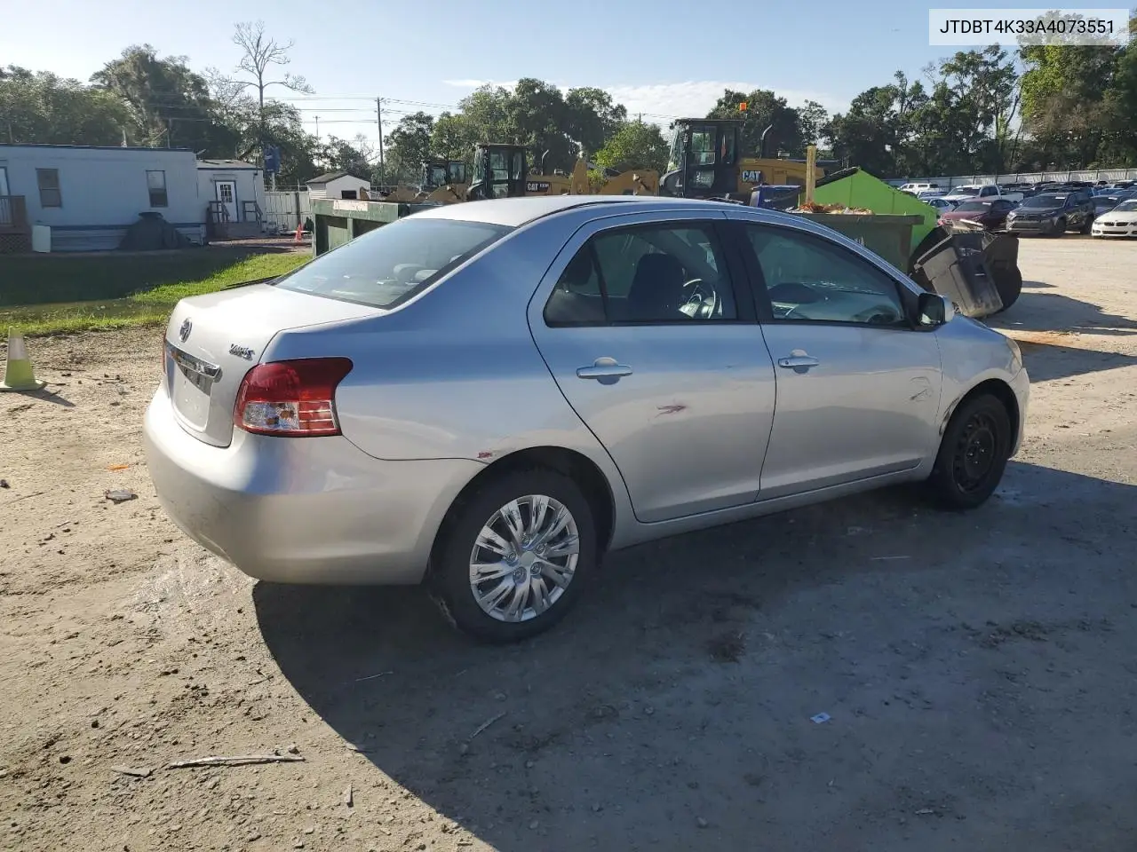 2010 Toyota Yaris VIN: JTDBT4K33A4073551 Lot: 63093465