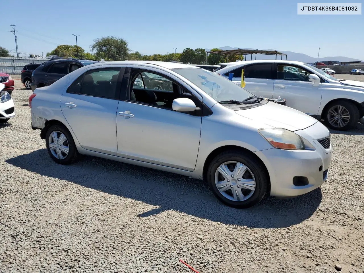 2011 Toyota Yaris VIN: JTDBT4K36B4081032 Lot: 61794695
