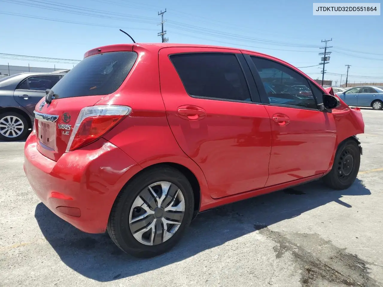 2013 Toyota Yaris VIN: JTDKTUD32DD551864 Lot: 63382825