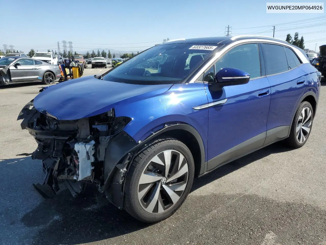2021 Volkswagen Id.4 Pro S VIN: WVGUNPE20MP064926 Lot: 63327665