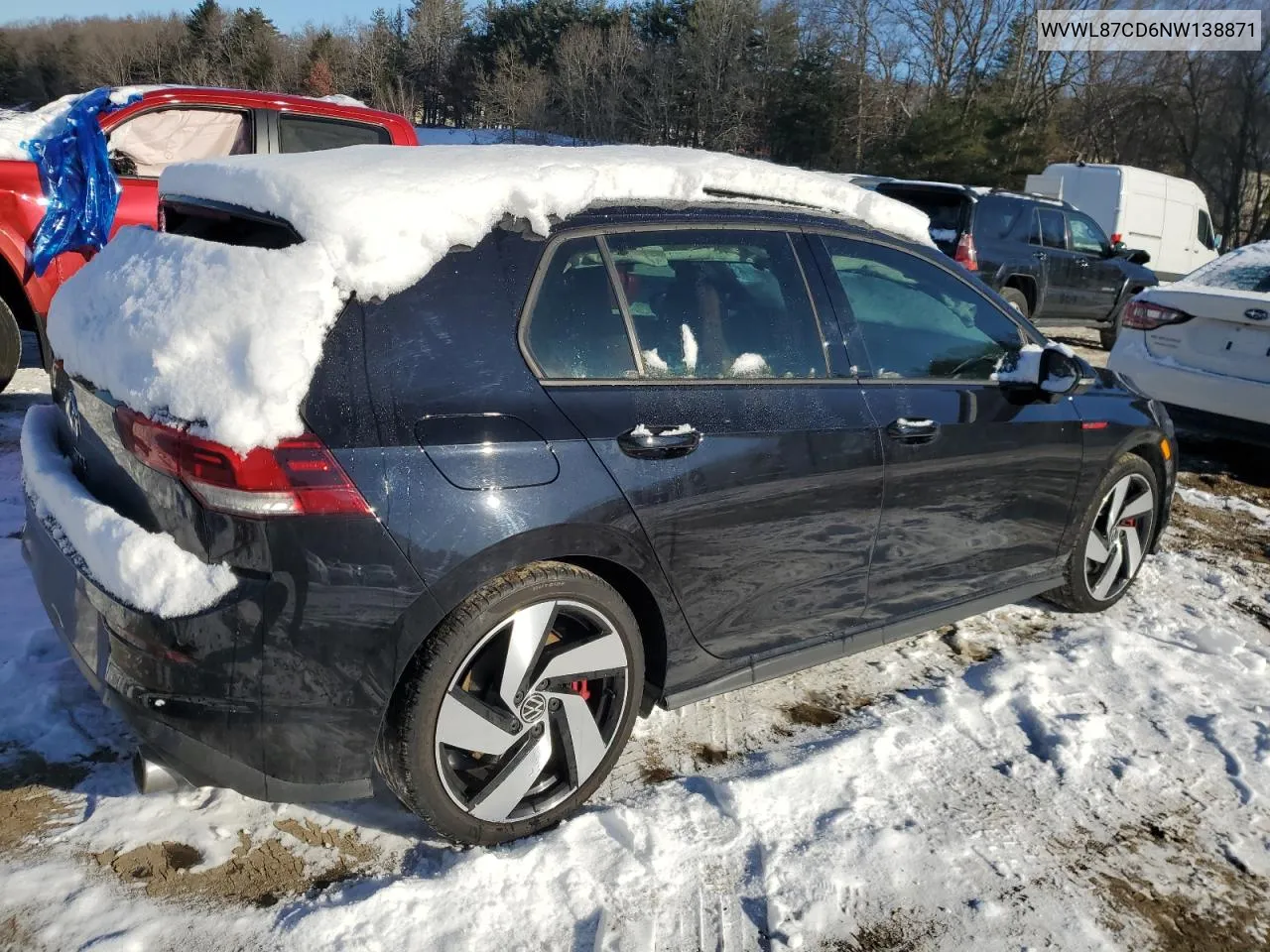 2022 Volkswagen Gti Se VIN: WVWL87CD6NW138871 Lot: 88940585