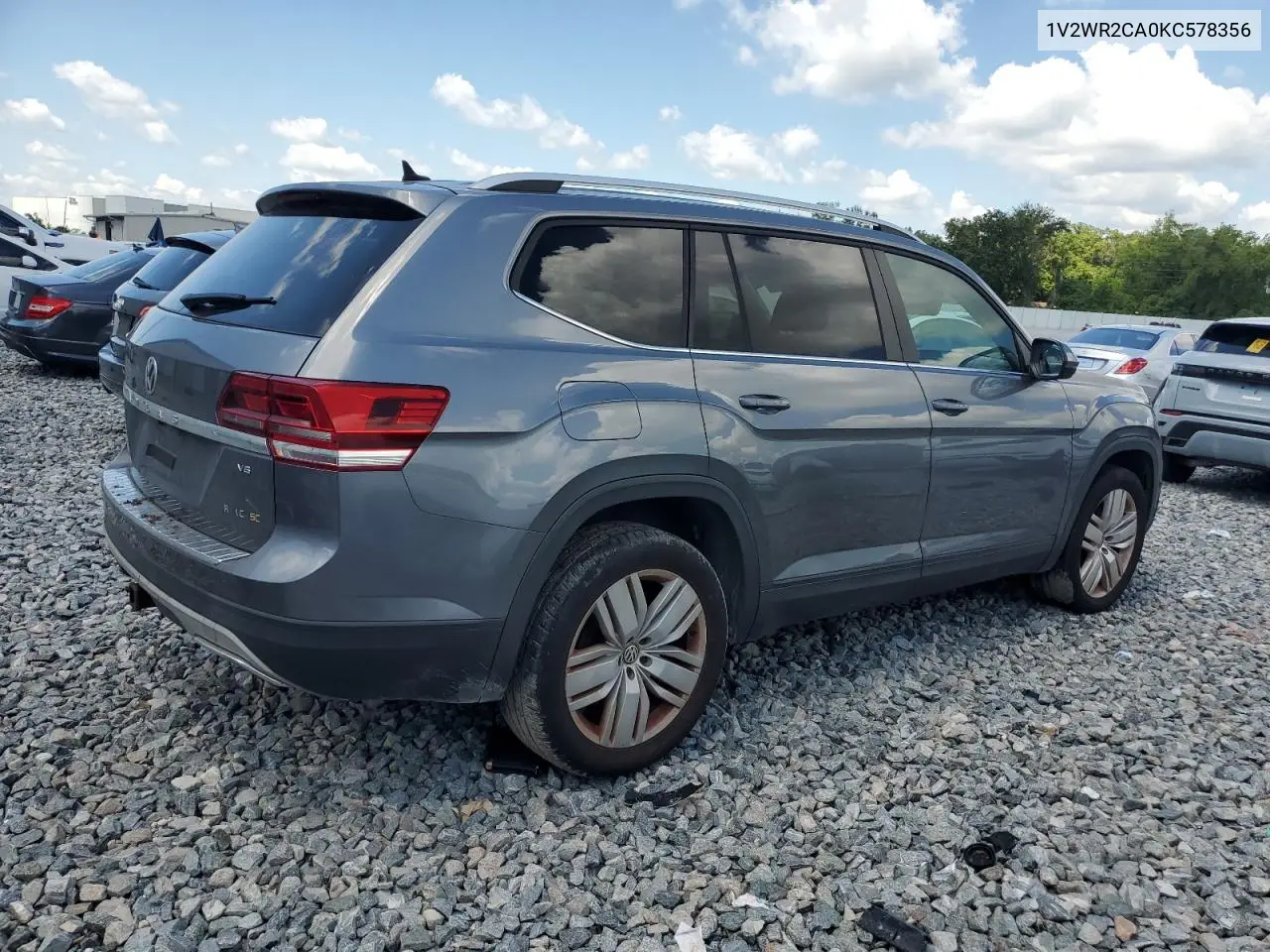 2019 Volkswagen Atlas Se VIN: 1V2WR2CA0KC578356 Lot: 56991965