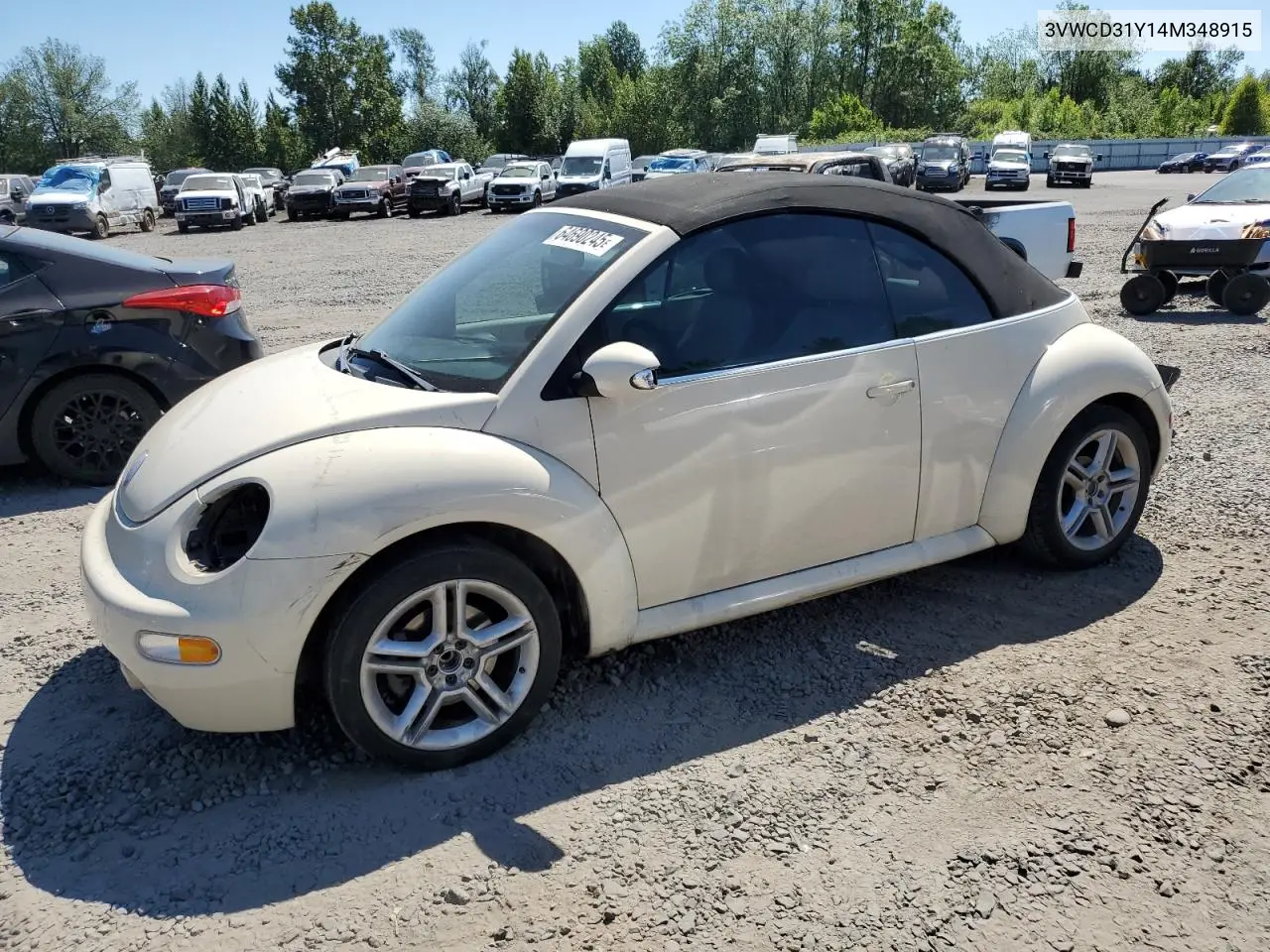 2004 Volkswagen New Beetle Gls VIN: 3VWCD31Y14M348915 Lot: 64690245