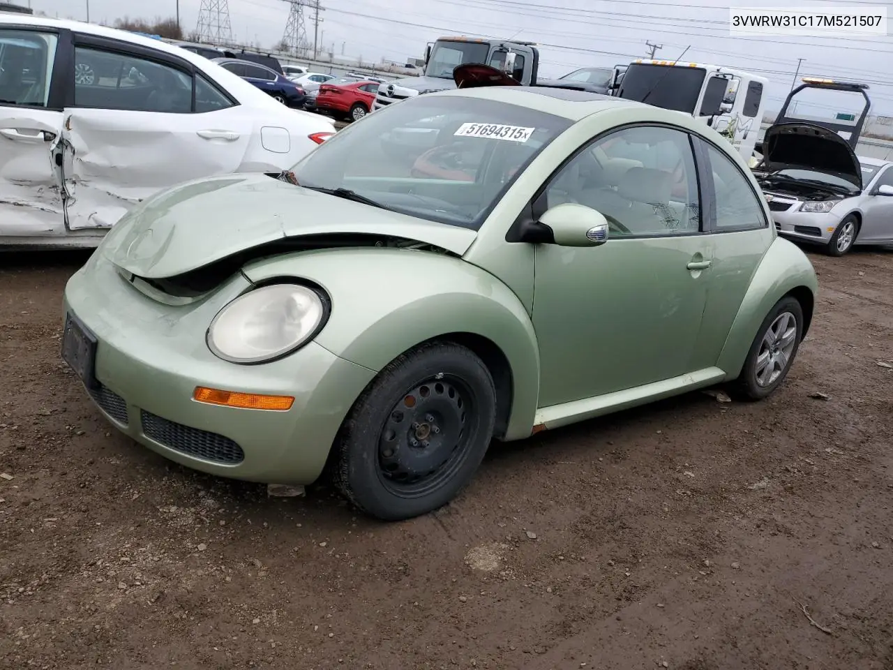 2007 Volkswagen New Beetle 2.5L Option Package 1 VIN: 3VWRW31C17M521507 Lot: 51694315
