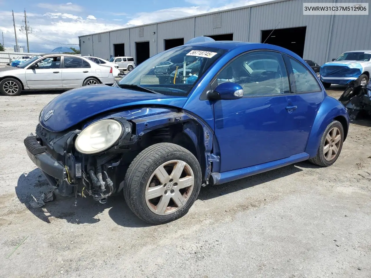 2007 Volkswagen New Beetle 2.5L Option Package 1 VIN: 3VWRW31C37M512906 Lot: 56718745