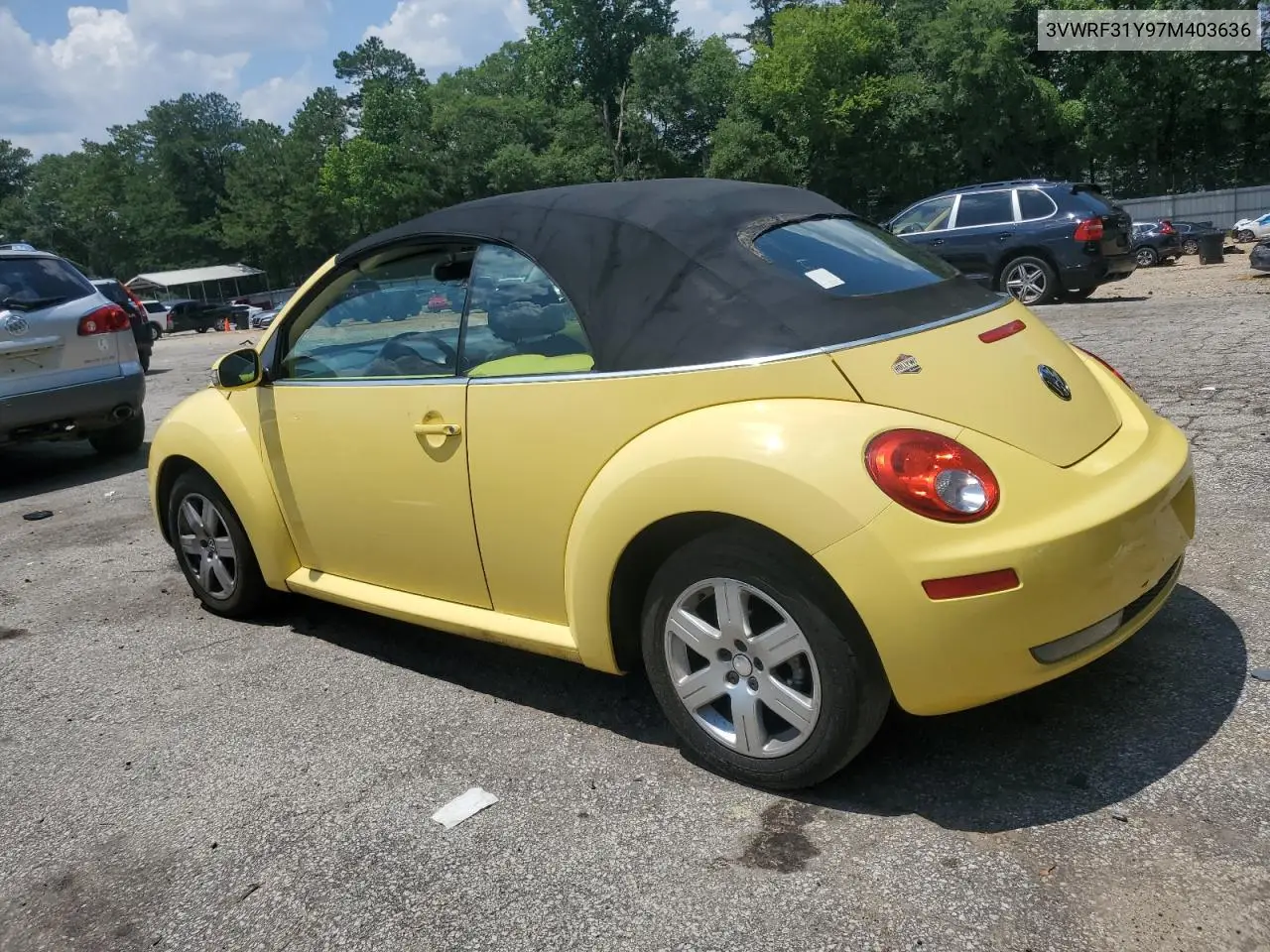 2007 Volkswagen New Beetle Convertible Option Package 1 VIN: 3VWRF31Y97M403636 Lot: 62496945