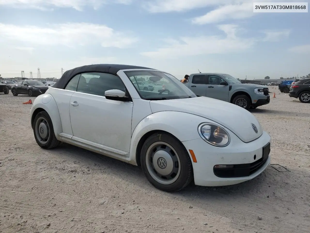 2016 Volkswagen Beetle S/Se VIN: 3VW517AT3GM818668 Lot: 52817295