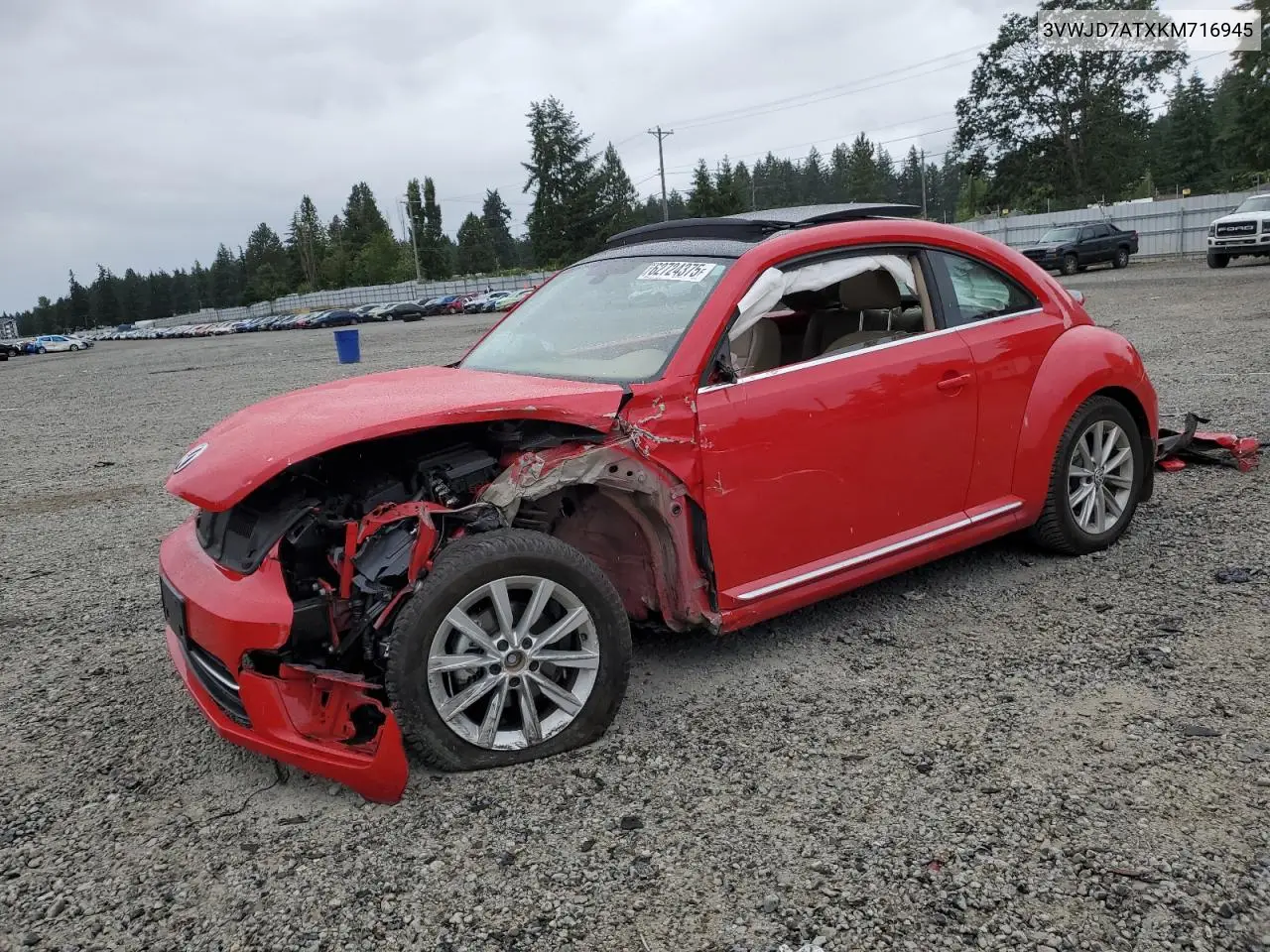 2019 Volkswagen Beetle Se VIN: 3VWJD7ATXKM716945 Lot: 62724375