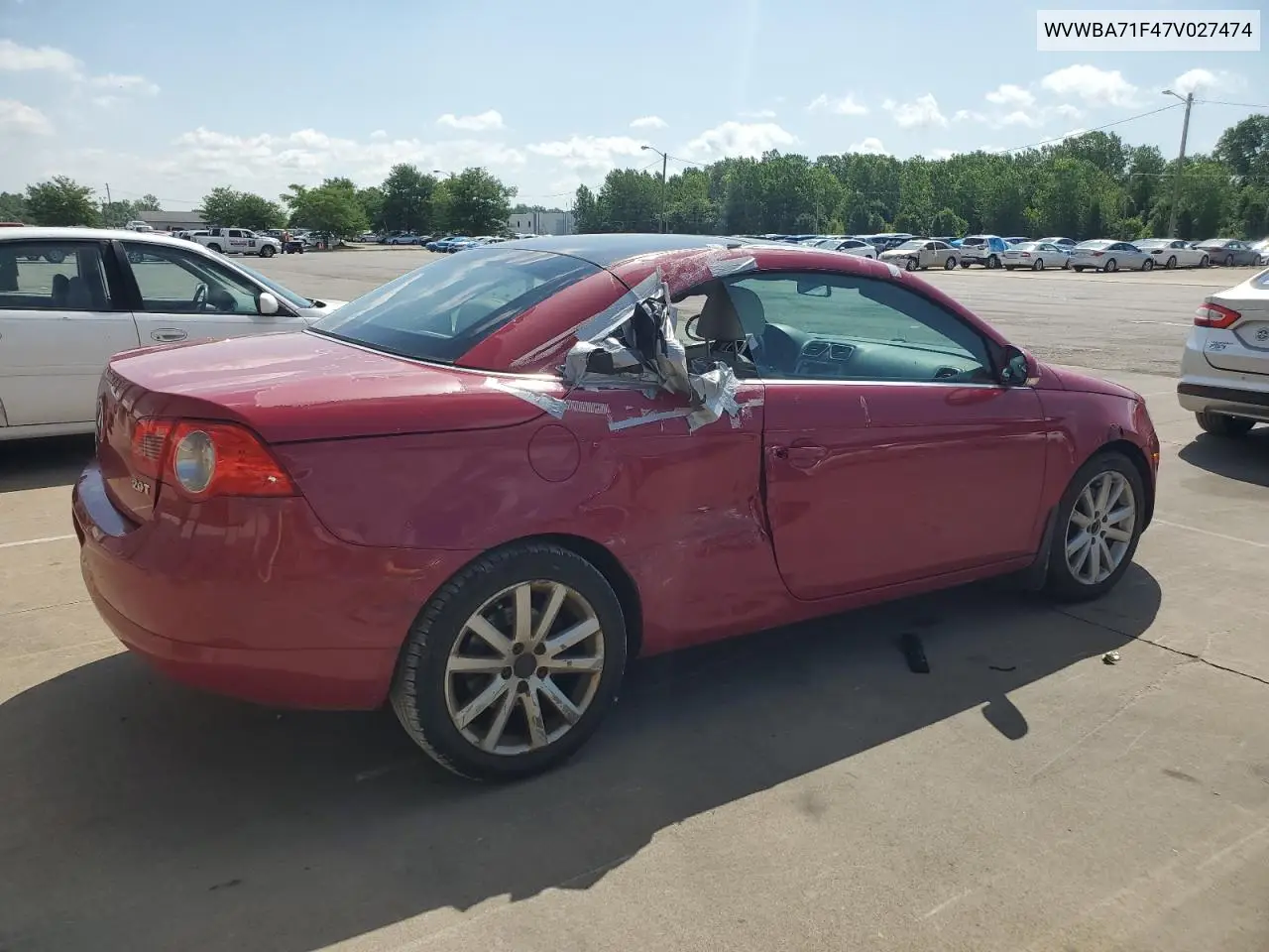 2007 Volkswagen Eos 2.0T VIN: WVWBA71F47V027474 Lot: 63371935