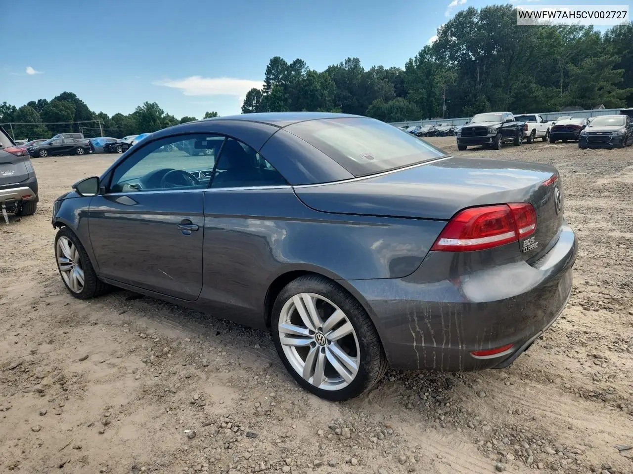 2012 Volkswagen Eos Lux VIN: WVWFW7AH5CV002727 Lot: 62821635