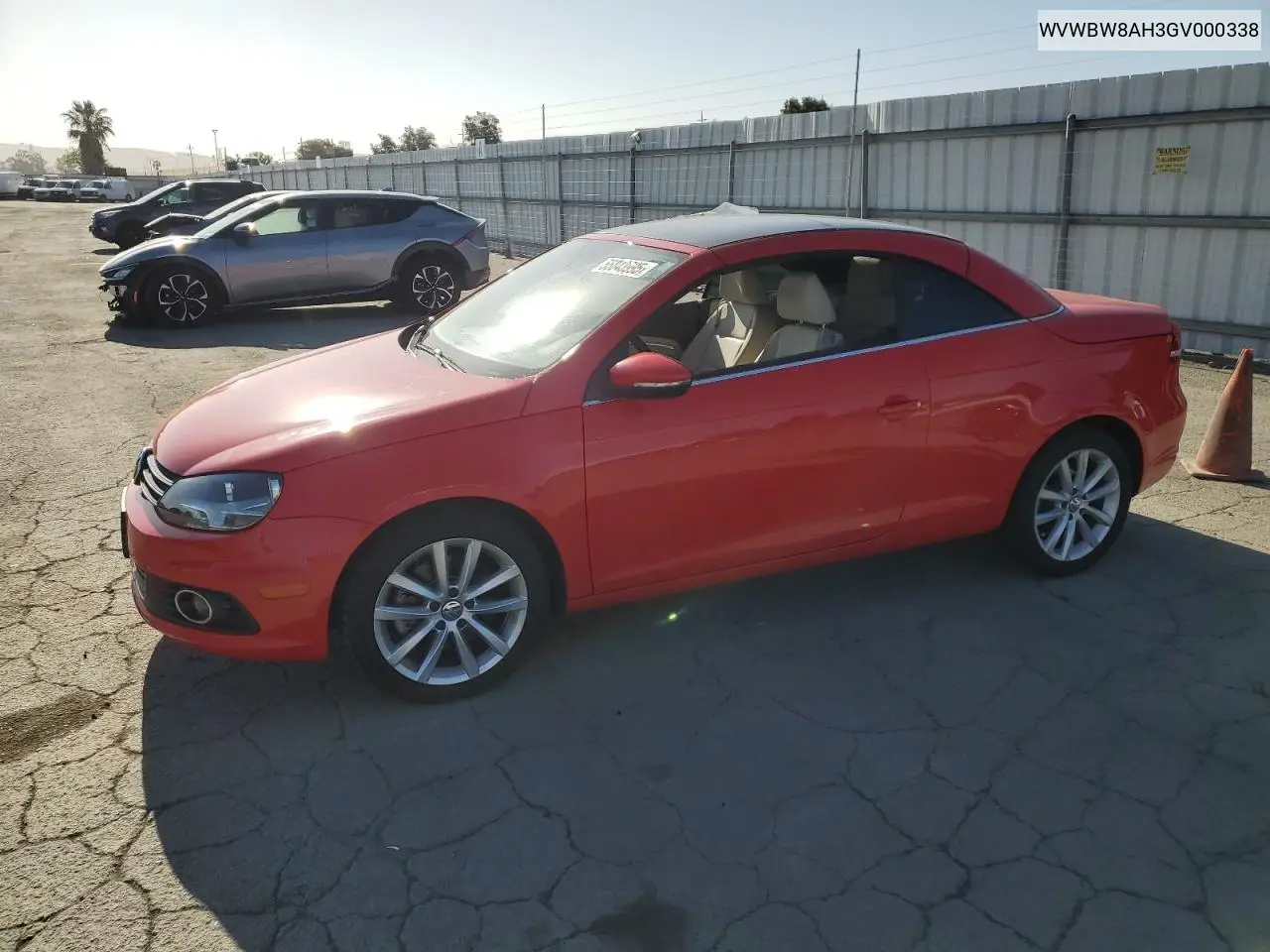 2016 Volkswagen Eos Komfort VIN: WVWBW8AH3GV000338 Lot: 55843995