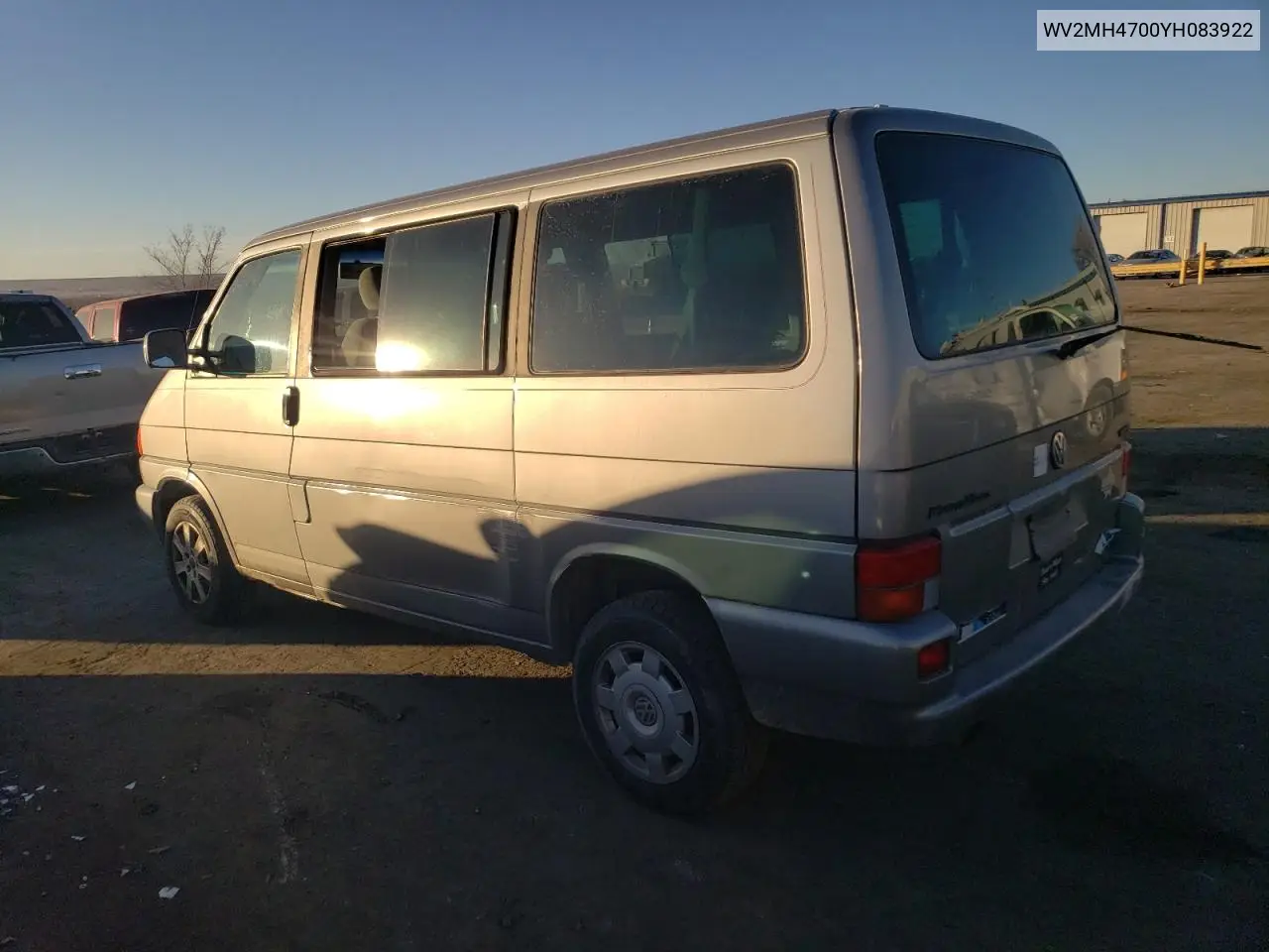 2000 Volkswagen Eurovan Mv VIN: WV2MH4700YH083922 Lot: 44274825