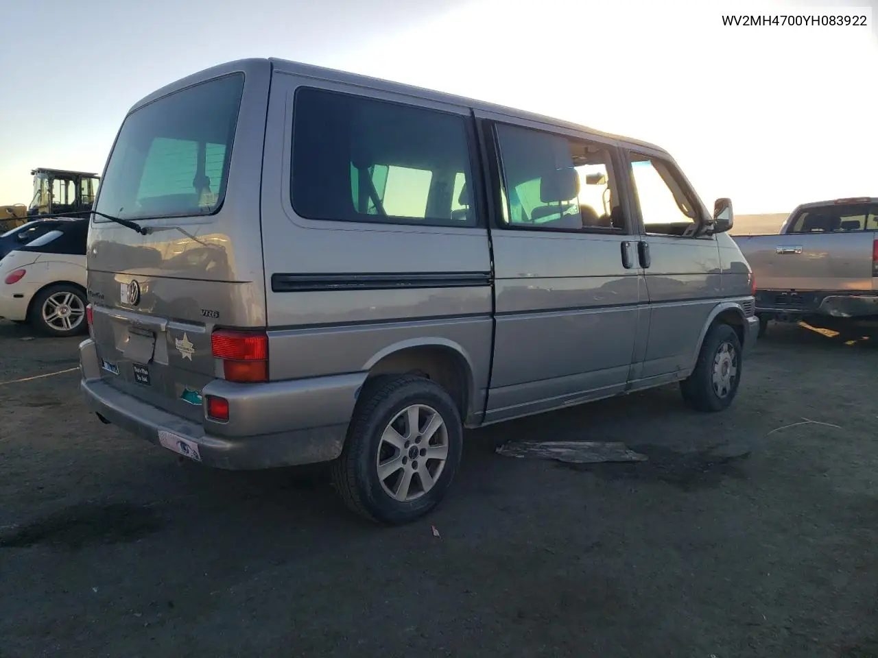 2000 Volkswagen Eurovan Mv VIN: WV2MH4700YH083922 Lot: 44274825