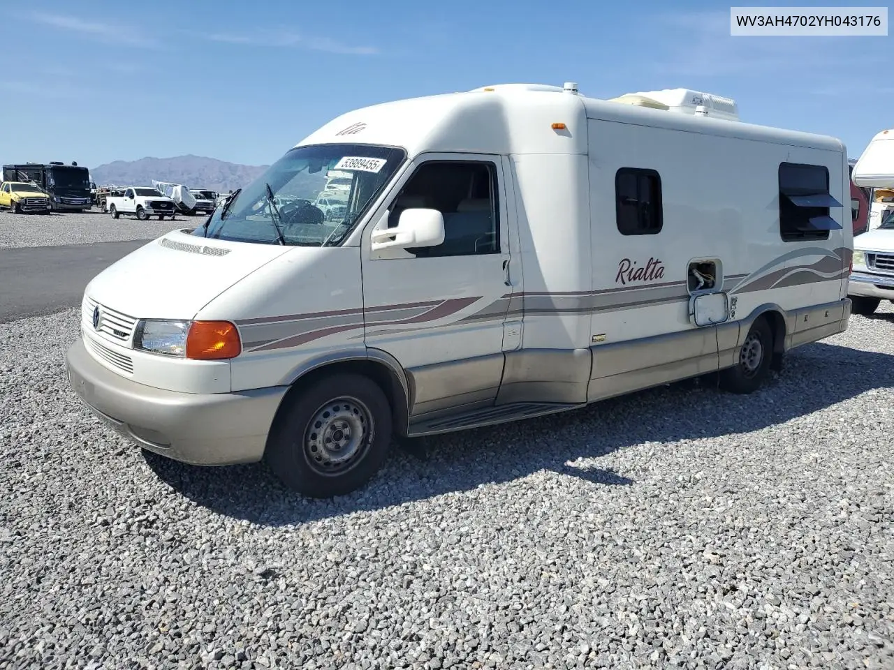 2000 Volkswagen Eurovan VIN: WV3AH4702YH043176 Lot: 53989455